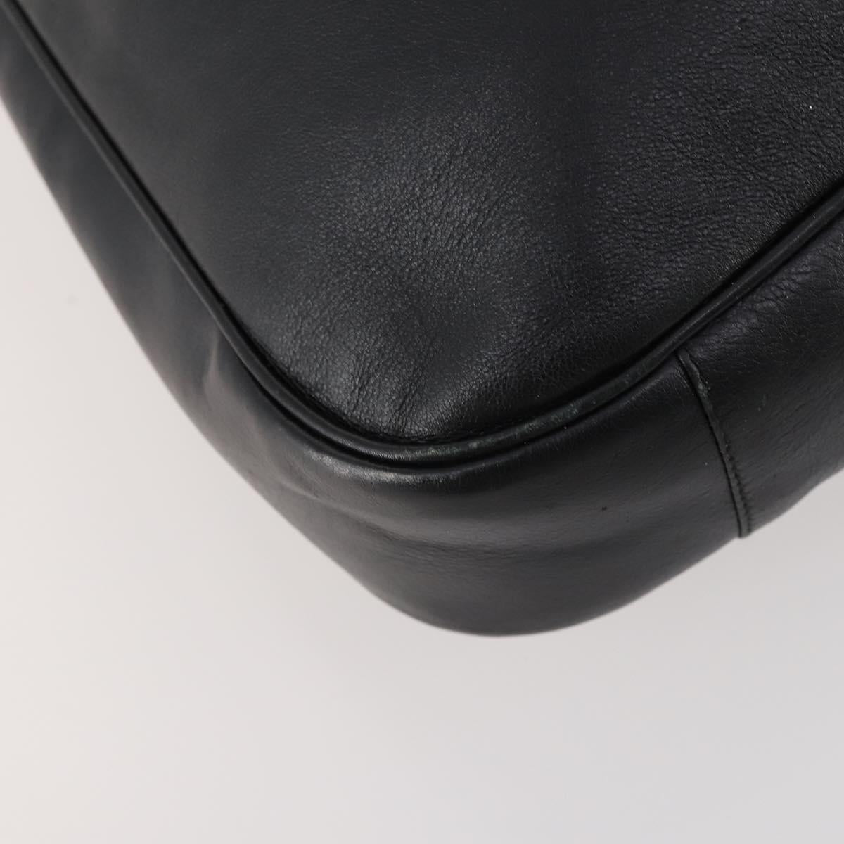 GUCCI Bamboo Hand Bag Leather 2way Black Gold 001 1998 1577 Auth 173531