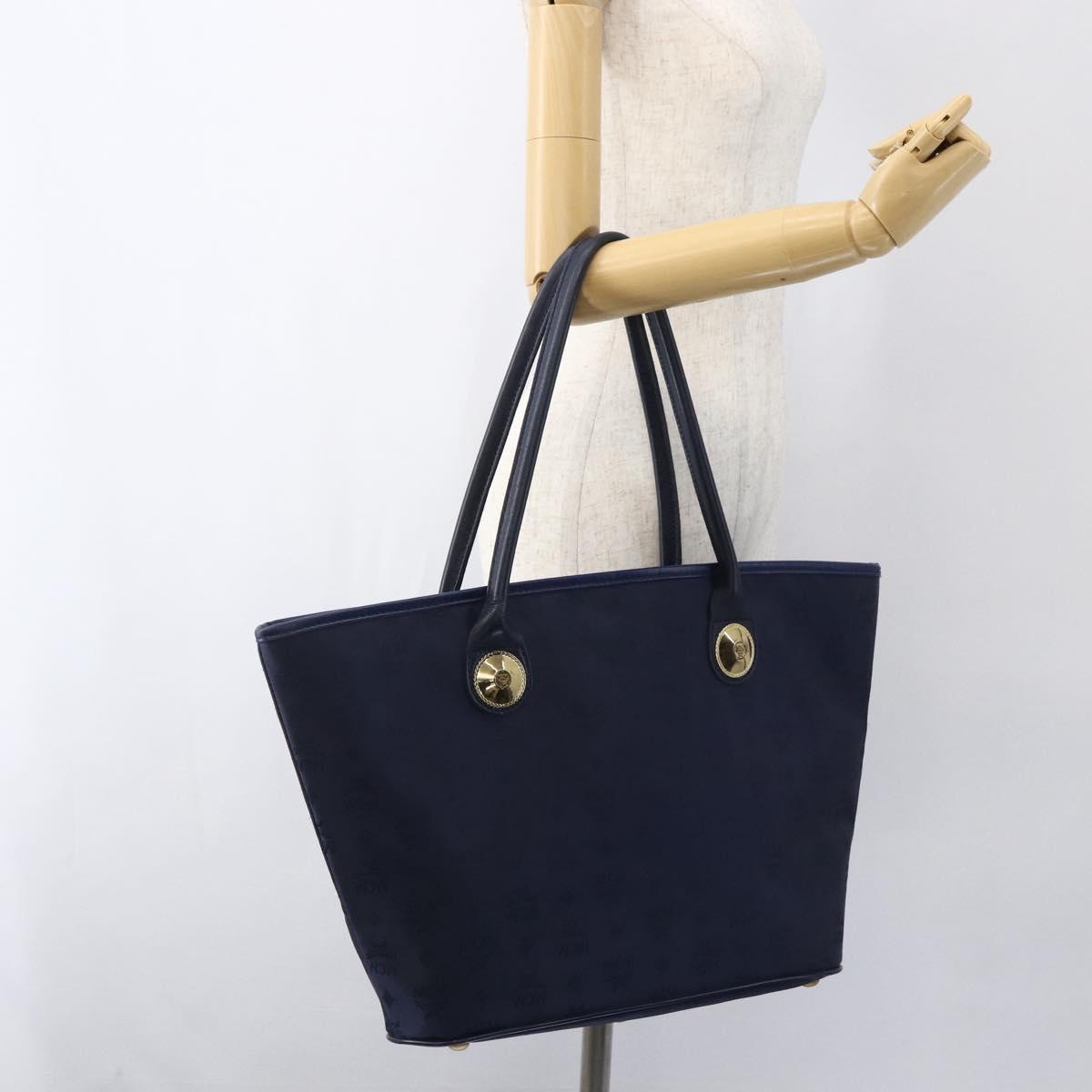MCM Vicetos Logogram Tote Bag Nylon Navy Auth 173532