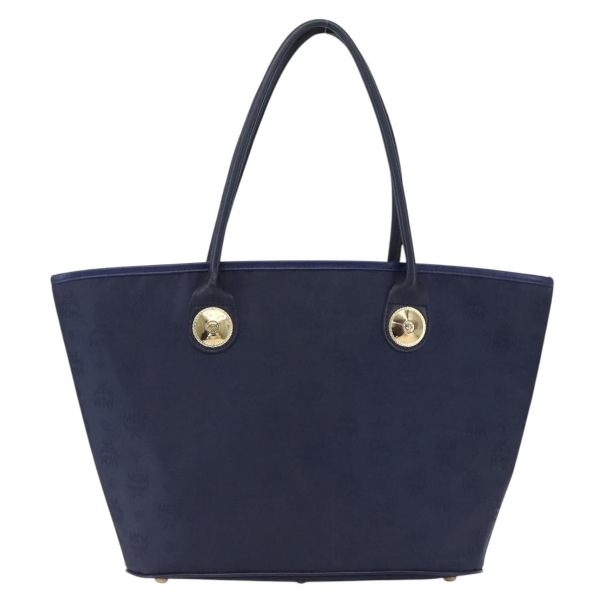 MCM Vicetos Logogram Tote Bag Nylon Navy Auth 173532