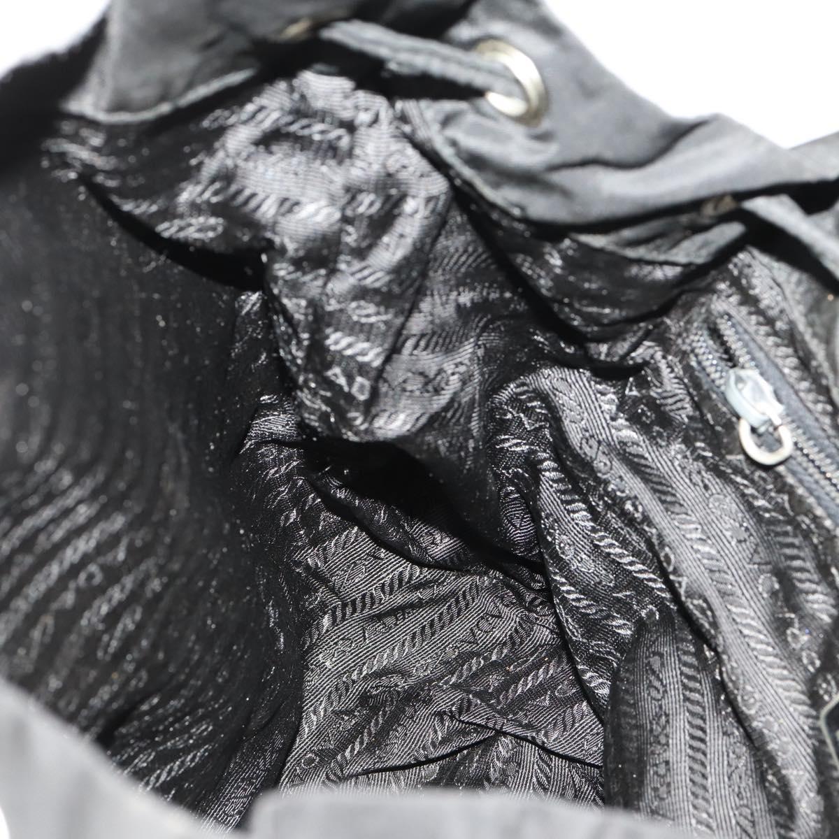 PRADA Backpack Nylon Leather Black Silver Auth 173533