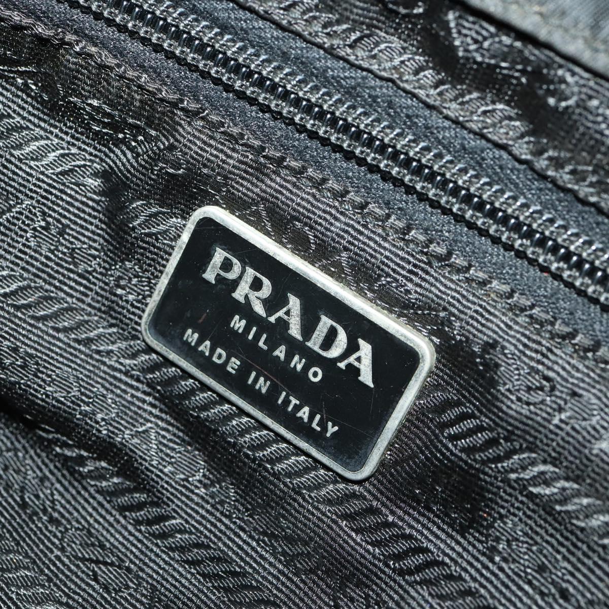 PRADA Backpack Nylon Leather Black Silver Auth 173533