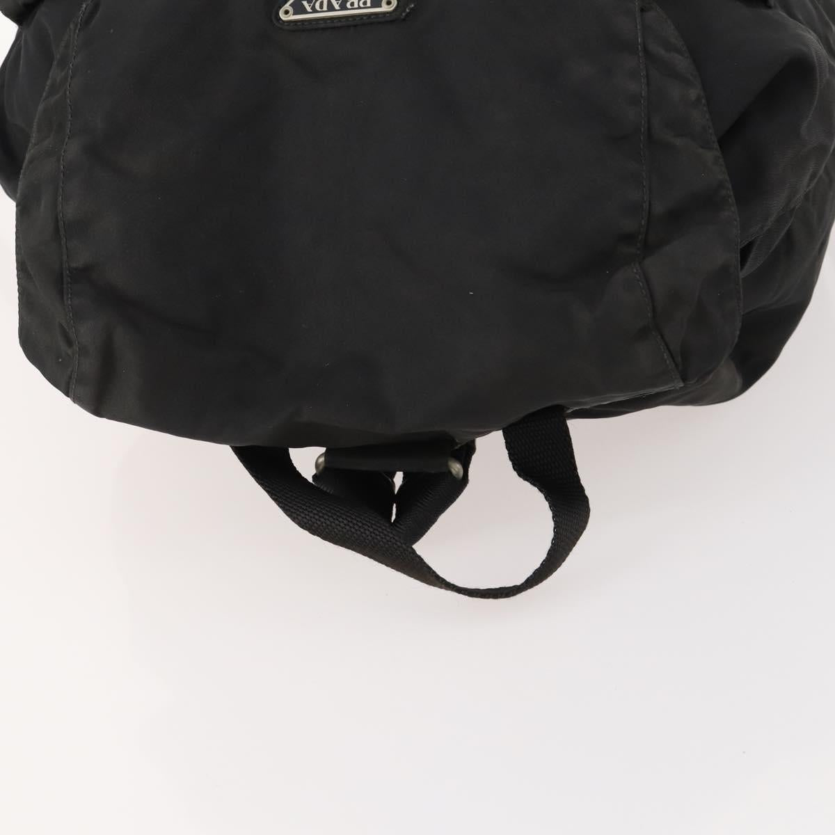 PRADA Backpack Nylon Leather Black Silver Auth 173533
