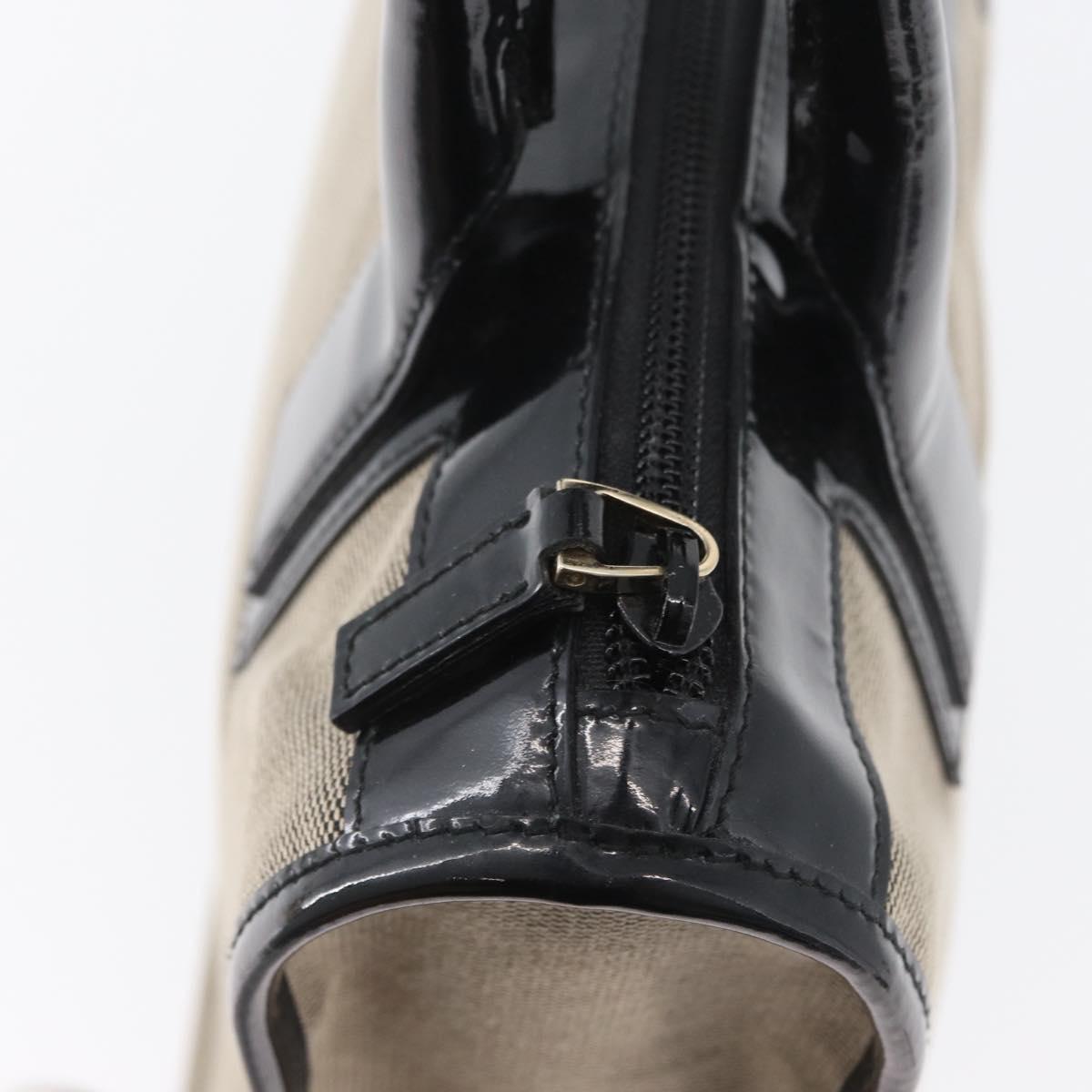 GUCCI Tote Bag Canvas patent leather Beige Black gold 000 0855 Auth 173536