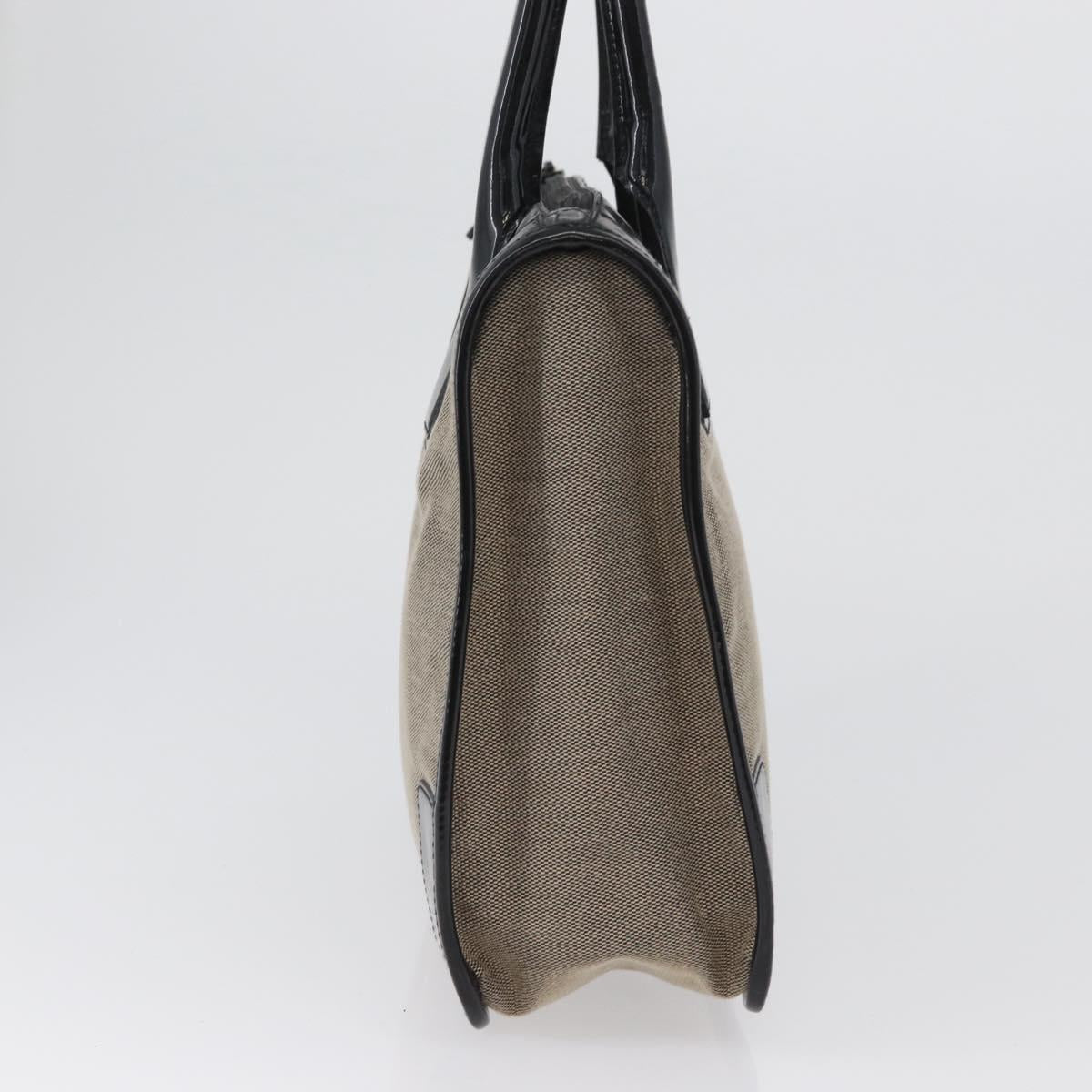 GUCCI Tote Bag Canvas patent leather Beige Black gold 000 0855 Auth 173536