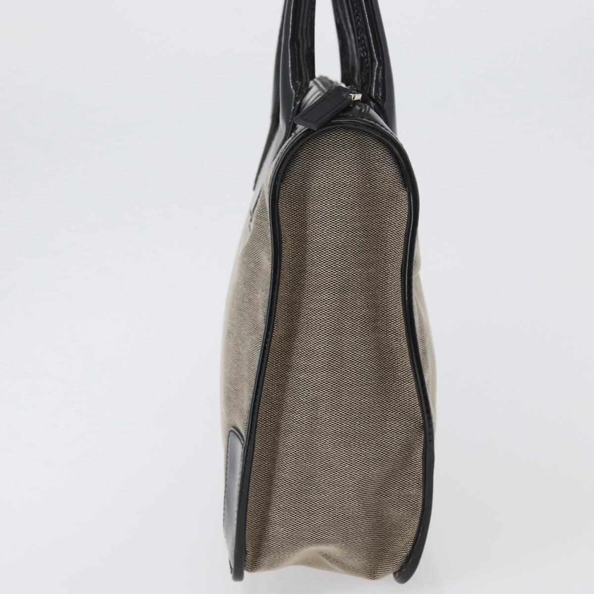 GUCCI Tote Bag Canvas patent leather Beige Black gold 000 0855 Auth 173536