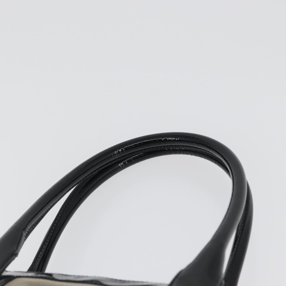 GUCCI Tote Bag Canvas patent leather Beige Black gold 000 0855 Auth 173536