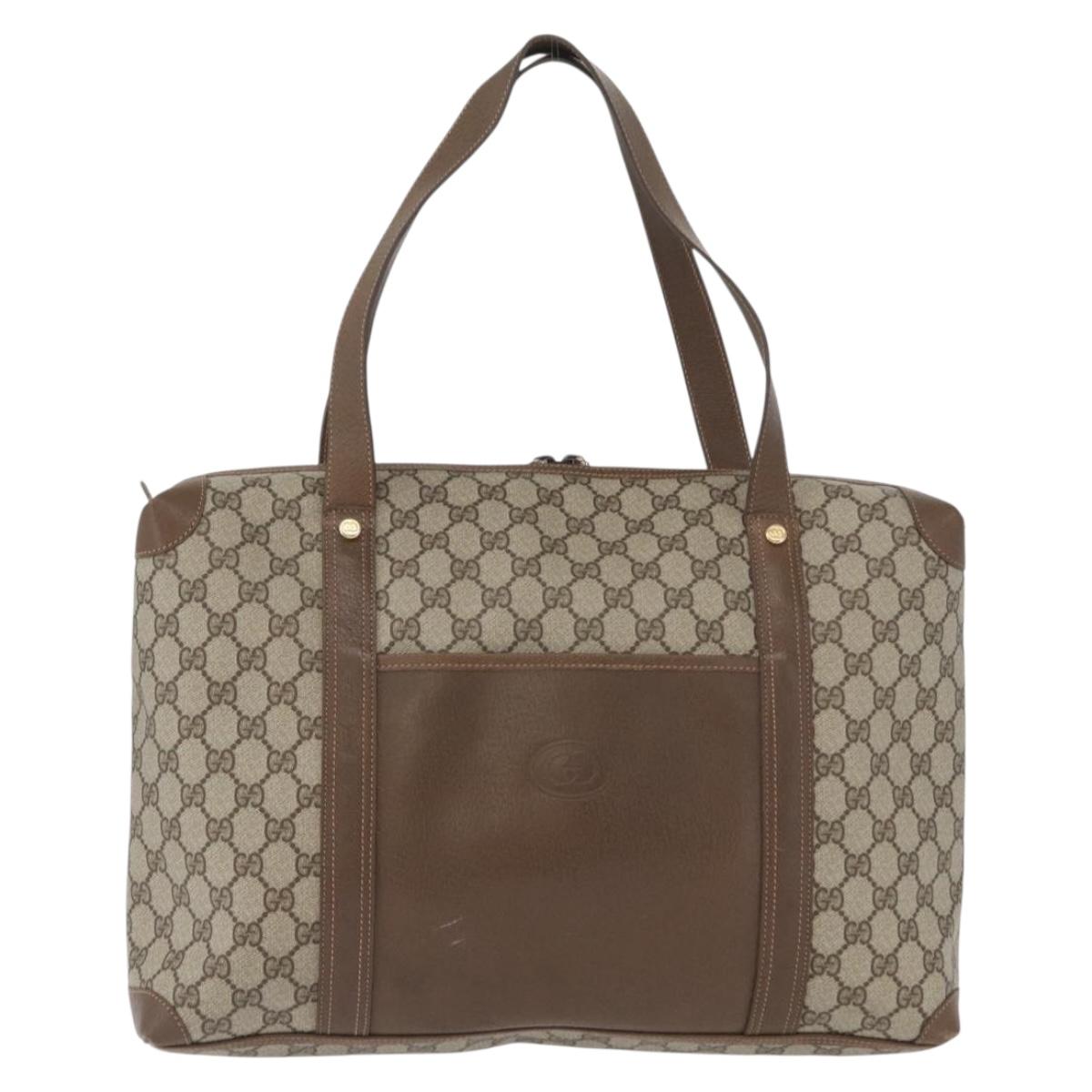 GUCCI GG Supreme Tote Bag PVC Leather Beige Auth 173541