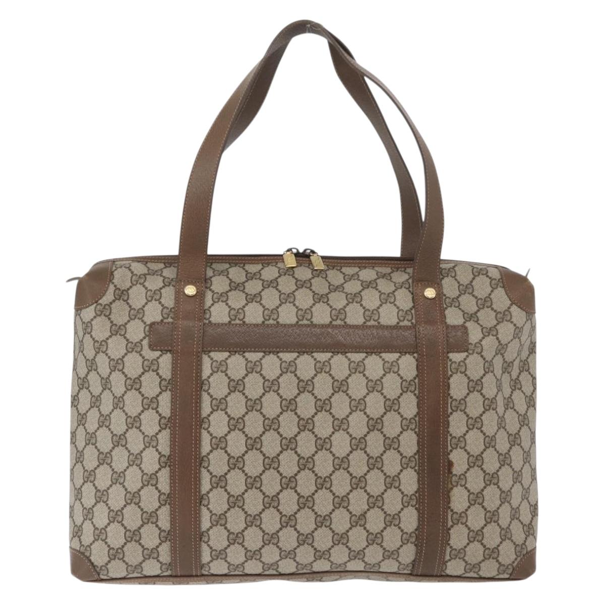 GUCCI GG Supreme Tote Bag PVC Leather Beige Auth 173541