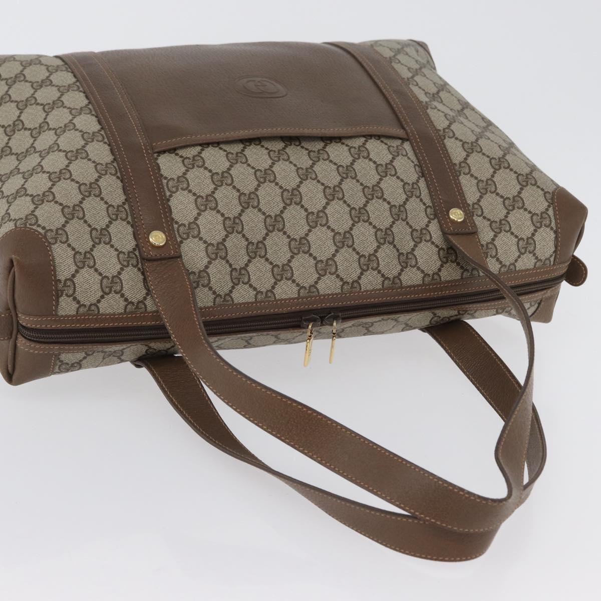 GUCCI GG Supreme Tote Bag PVC Leather Beige Auth 173541