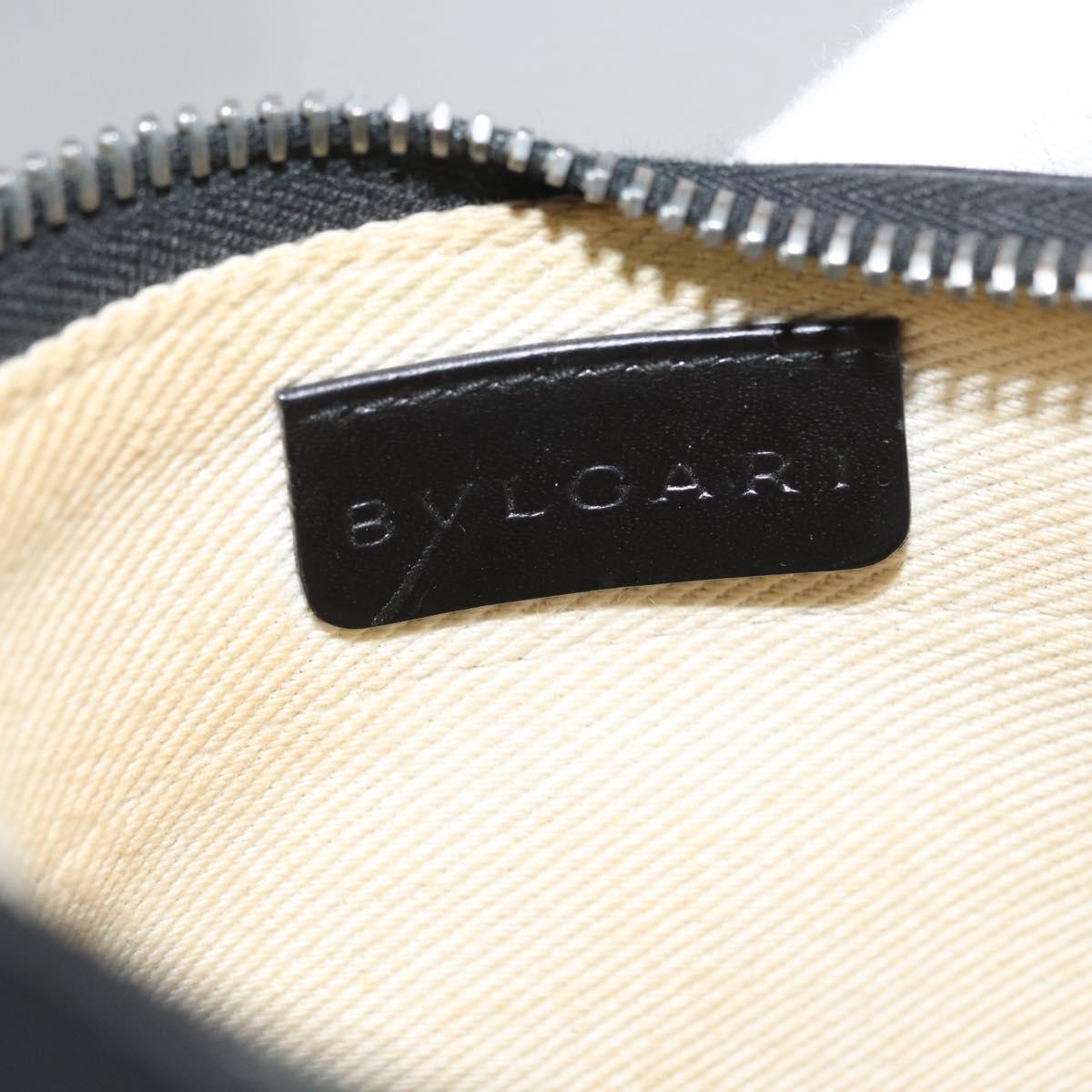 BVLGARI Logo Mania Shoulder Bag Canvas Black Silver Auth 173542
