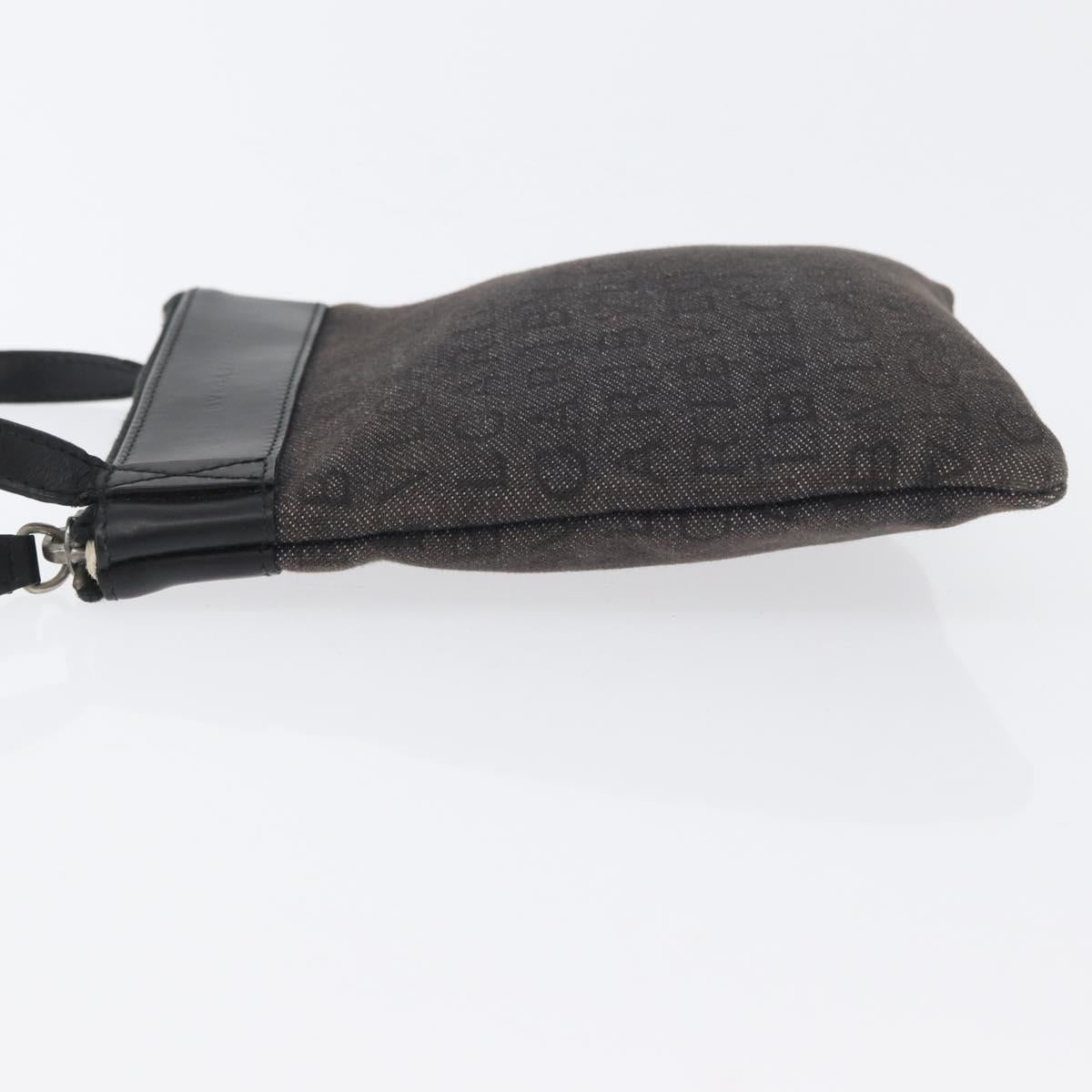 BVLGARI Logo Mania Shoulder Bag Canvas Black Silver Auth 173542