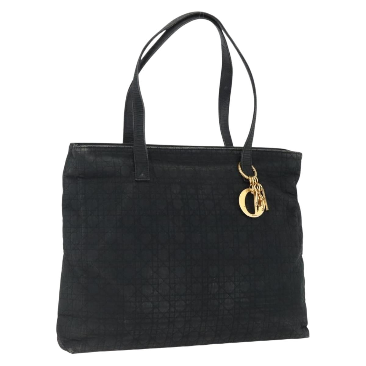 Christian Dior Canage Tote Bag Black Gold Auth 173544