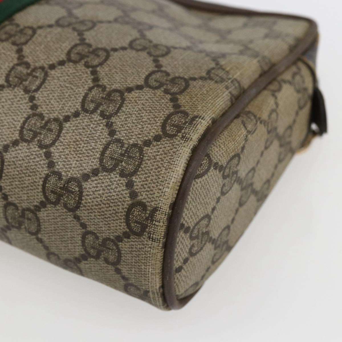 GUCCI GG Supreme Web Sherry Line Clutch Bag PVC Beige Gold 22 01 012 Auth 173548