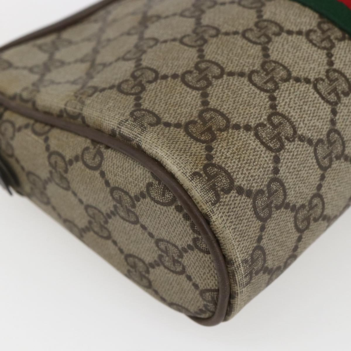 GUCCI GG Supreme Web Sherry Line Clutch Bag PVC Beige Gold 22 01 012 Auth 173548