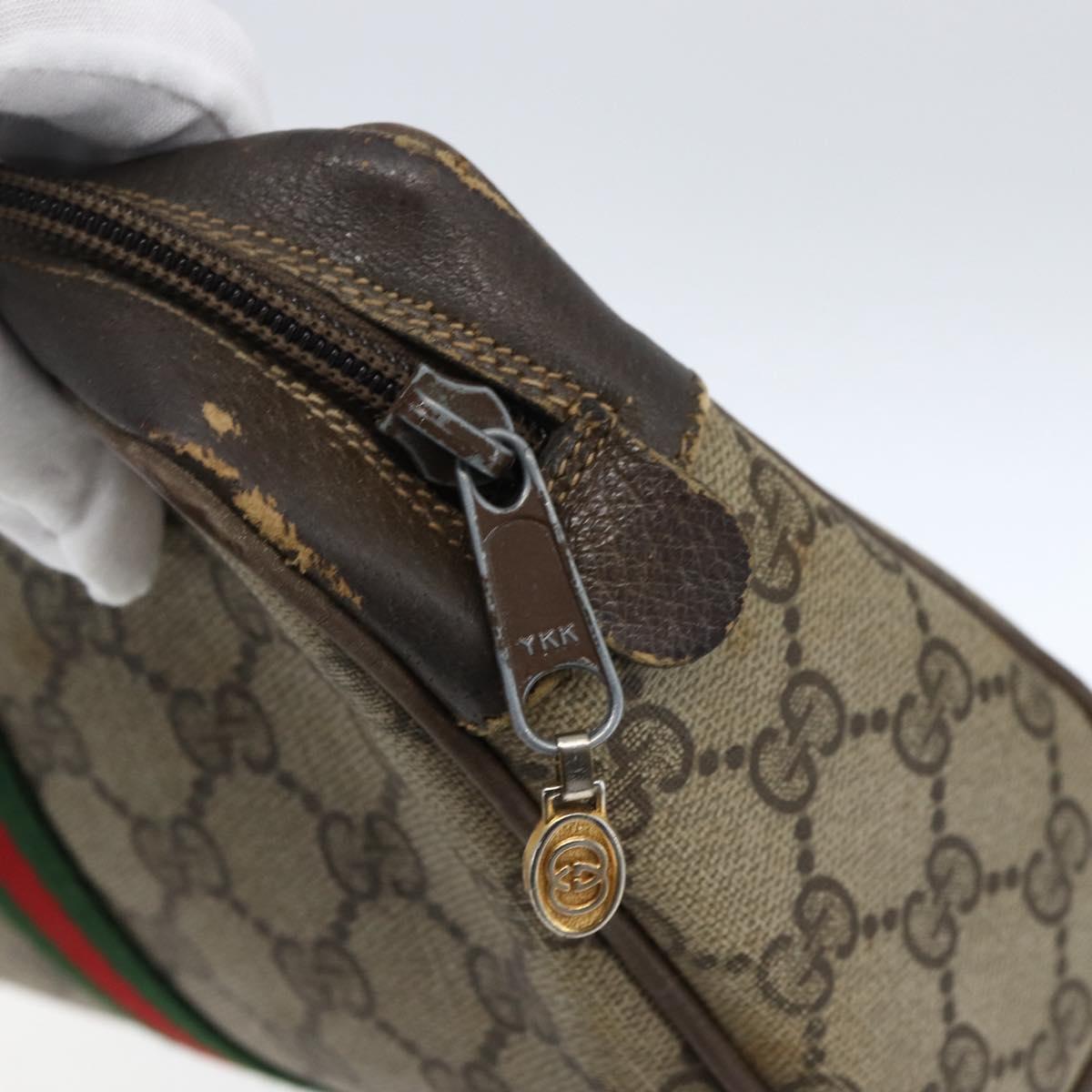 GUCCI GG Supreme Web Sherry Line Clutch Bag PVC Beige Gold 22 01 012 Auth 173548