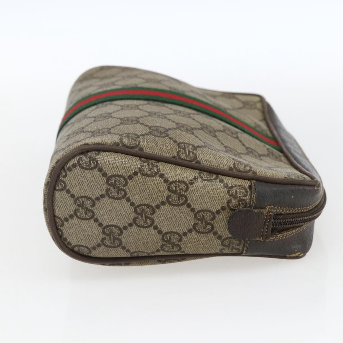 GUCCI GG Supreme Web Sherry Line Clutch Bag PVC Beige Gold 22 01 012 Auth 173548