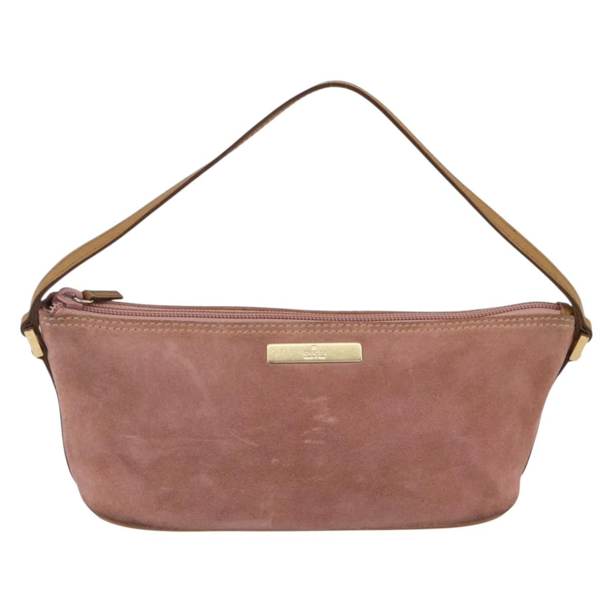 GUCCI Accessory Pouch Suede Pink Gold 039 1103 Auth 173549