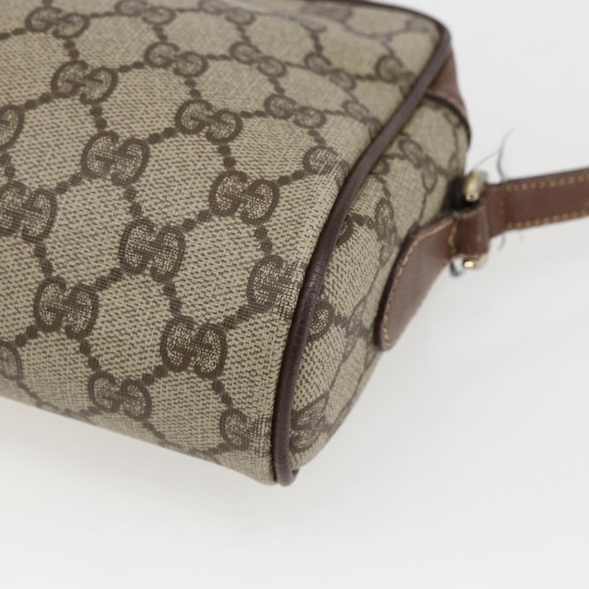 GUCCI GG Supreme Web Sherry Line Bag PVC Beige Gold 001 56 6655 Auth 173550