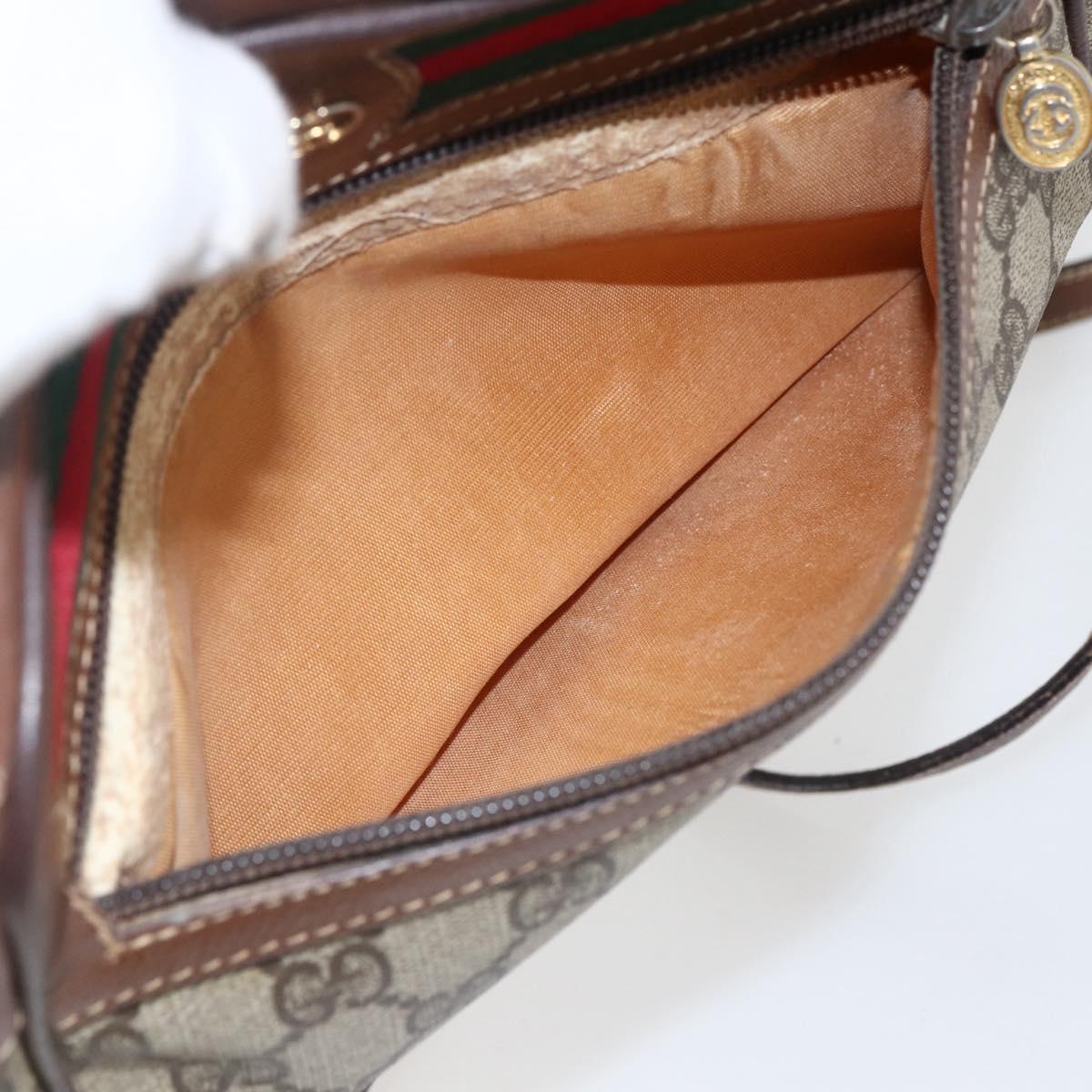 GUCCI GG Supreme Web Sherry Line Bag PVC Beige Gold 001 56 6655 Auth 173550