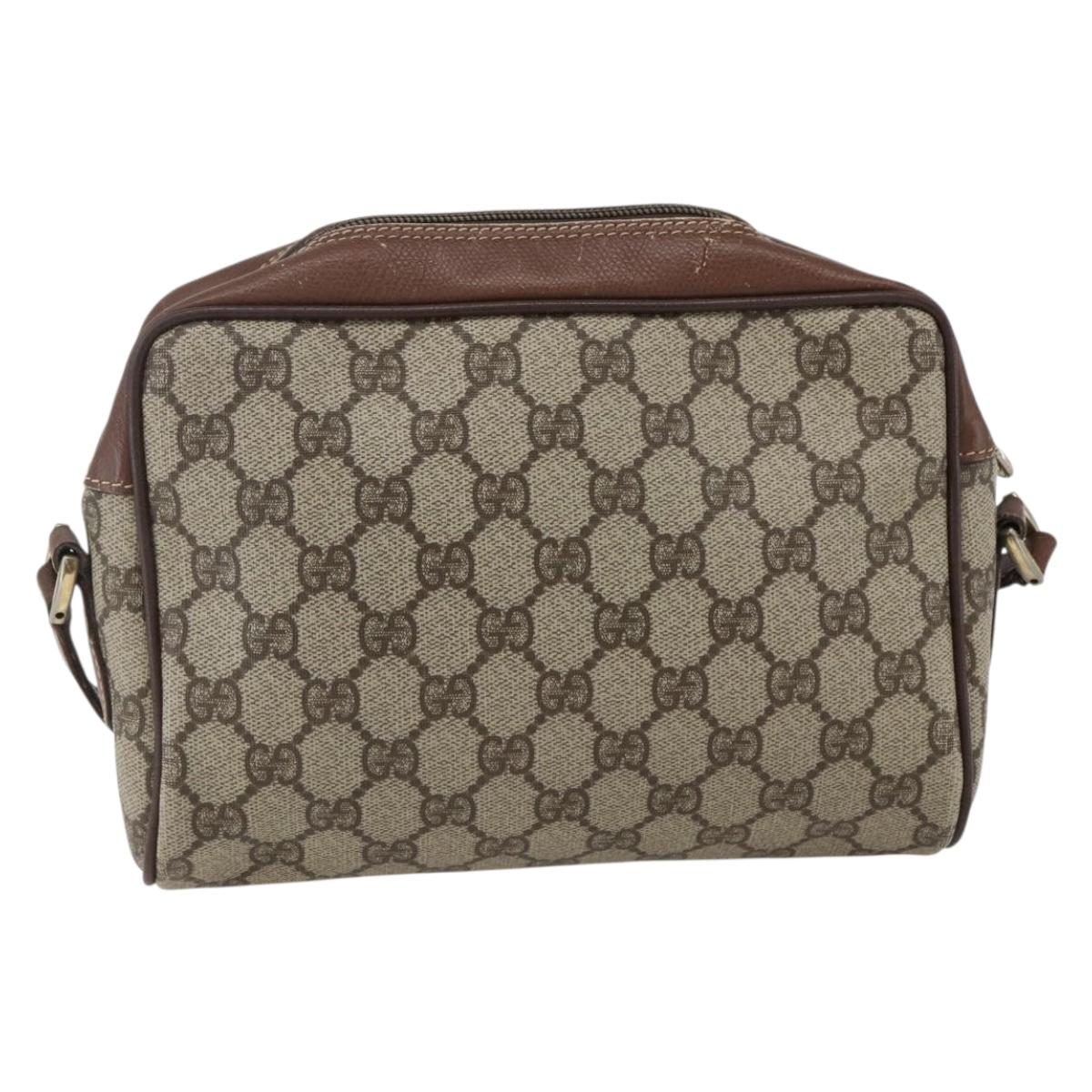 GUCCI GG Supreme Web Sherry Line Bag PVC Beige Gold 001 56 6655 Auth 173550
