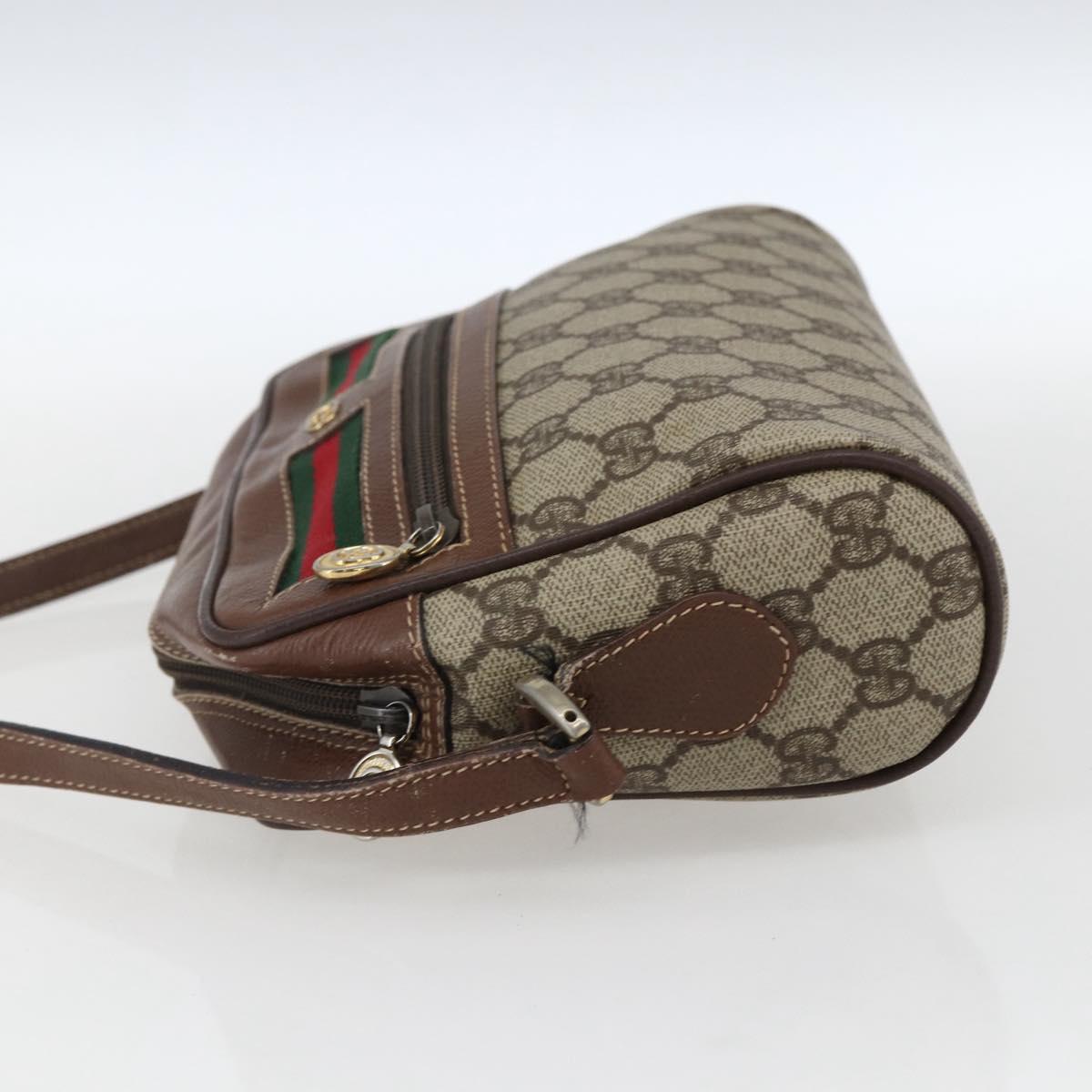 GUCCI GG Supreme Web Sherry Line Bag PVC Beige Gold 001 56 6655 Auth 173550