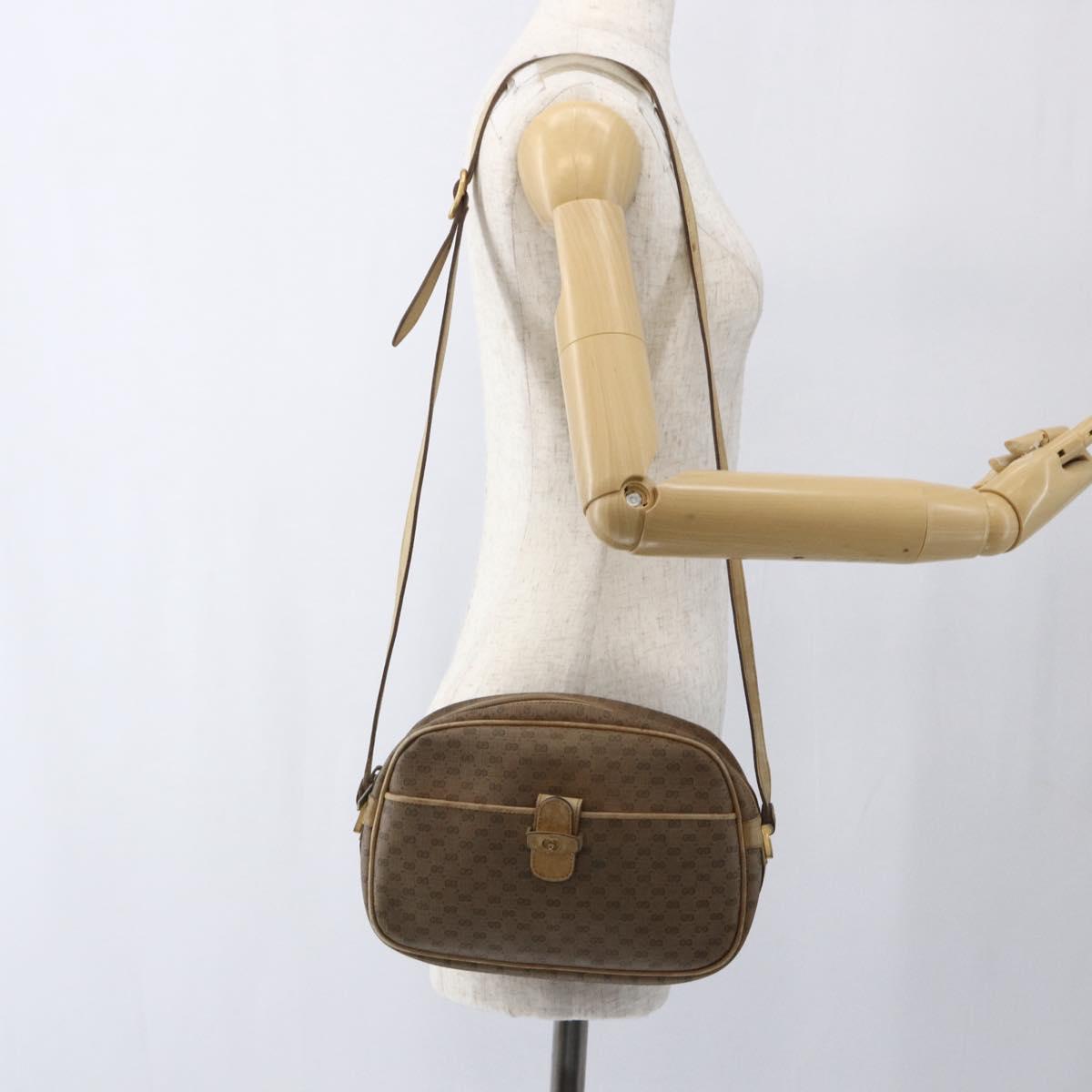 GUCCI Micro GG Supreme Shoulder Bag PVC Beige Gold 001 418 4795 Auth 173551