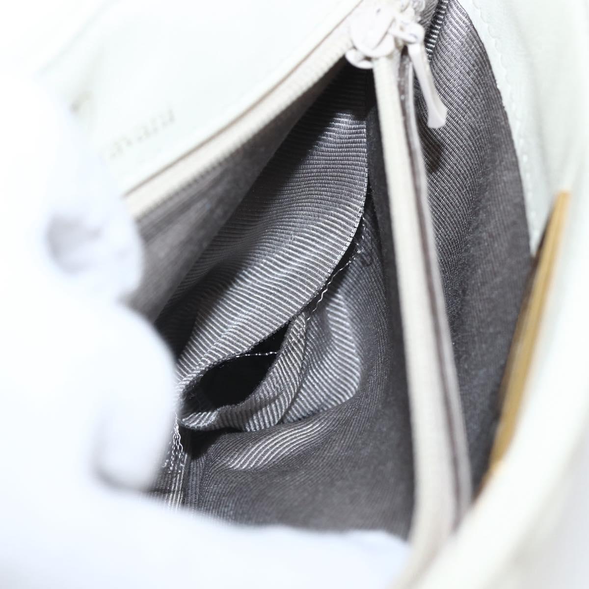 VALENTINO Shoulder Bag Leather White Gold Auth 173552