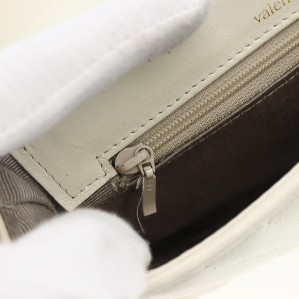 VALENTINO Shoulder Bag Leather White Gold Auth 173552