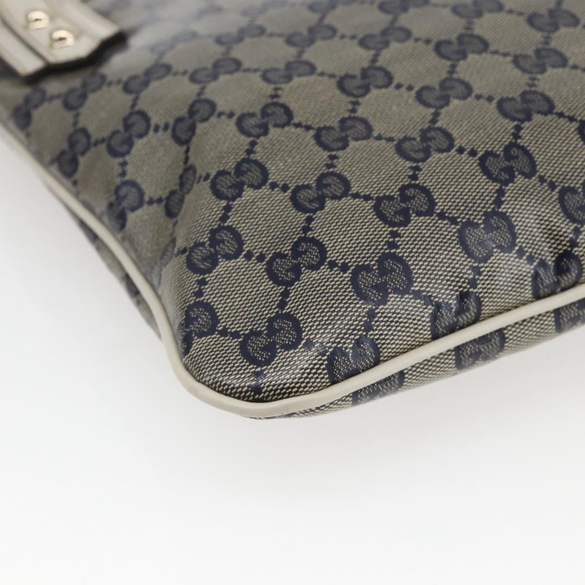 GUCCI GG Crystal Shoulder Bag Coated Canvas Navy Gold 257246 Auth 173553V