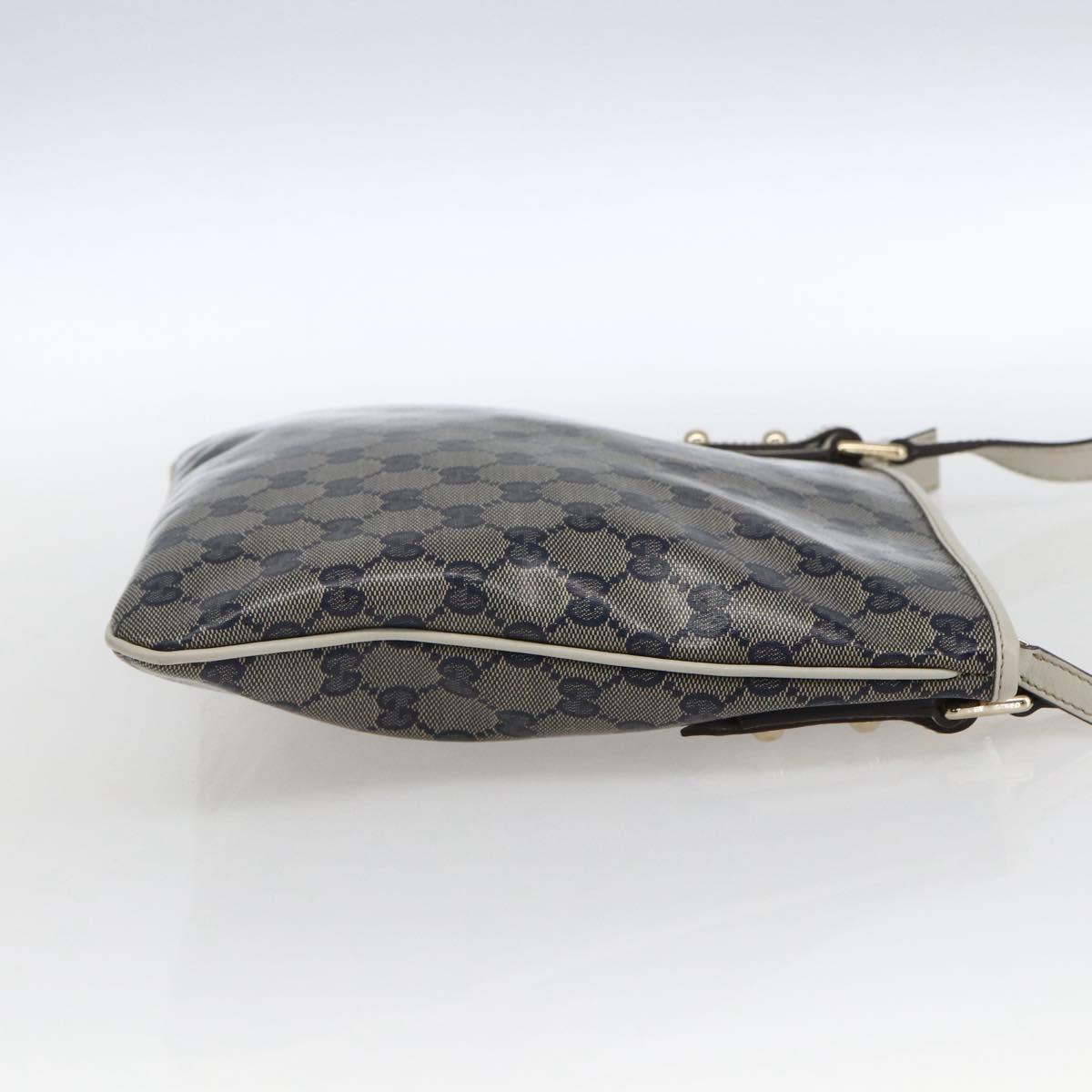 GUCCI GG Crystal Shoulder Bag Coated Canvas Navy Gold 257246 Auth 173553V