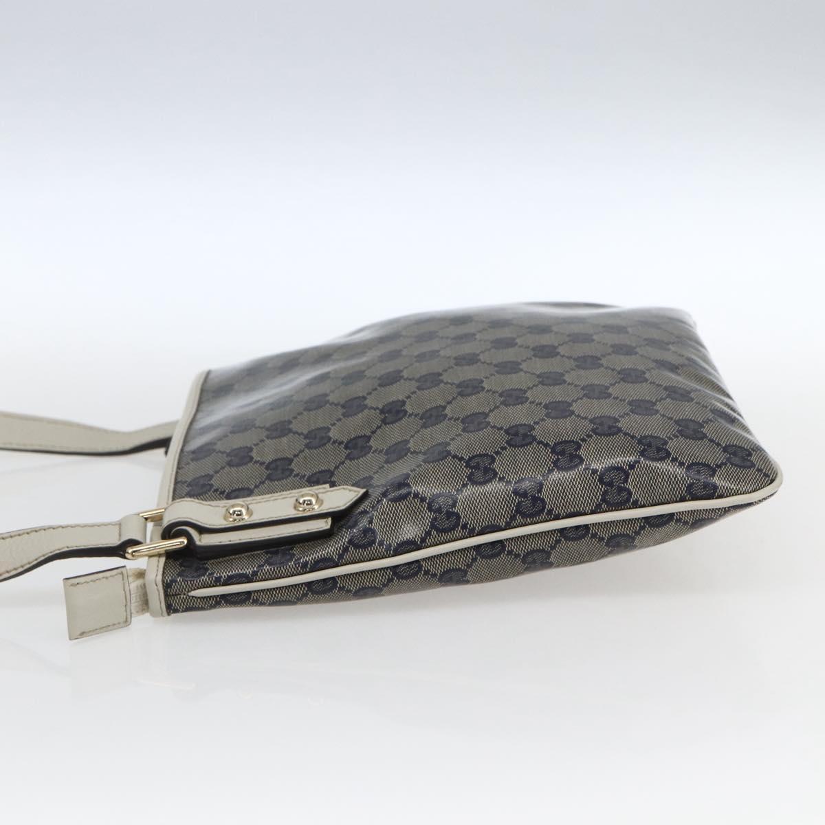 GUCCI GG Crystal Shoulder Bag Coated Canvas Navy Gold 257246 Auth 173553V