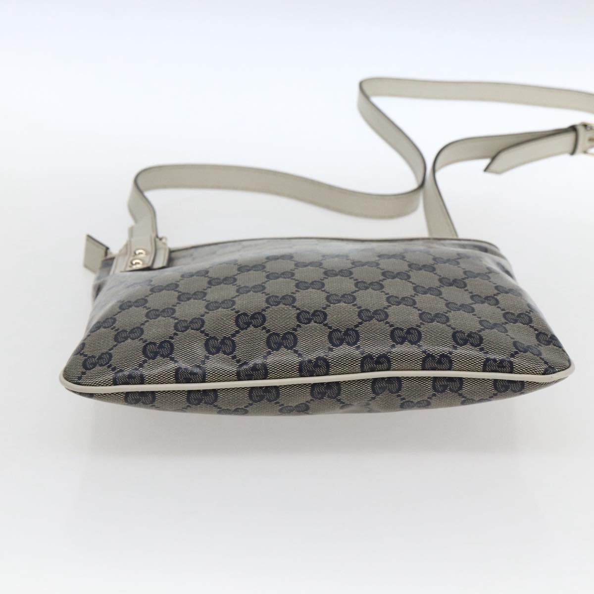 GUCCI GG Crystal Shoulder Bag Coated Canvas Navy Gold 257246 Auth 173553V