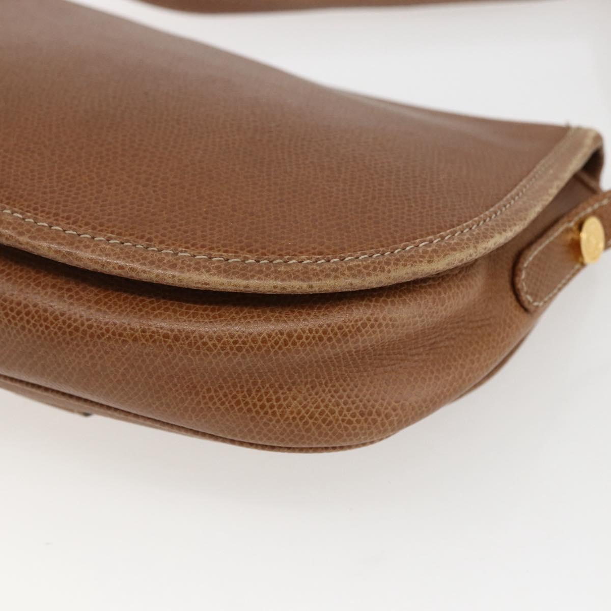 LOEWE Anagram Shoulder Bag Leather Brown Gold Auth 173554