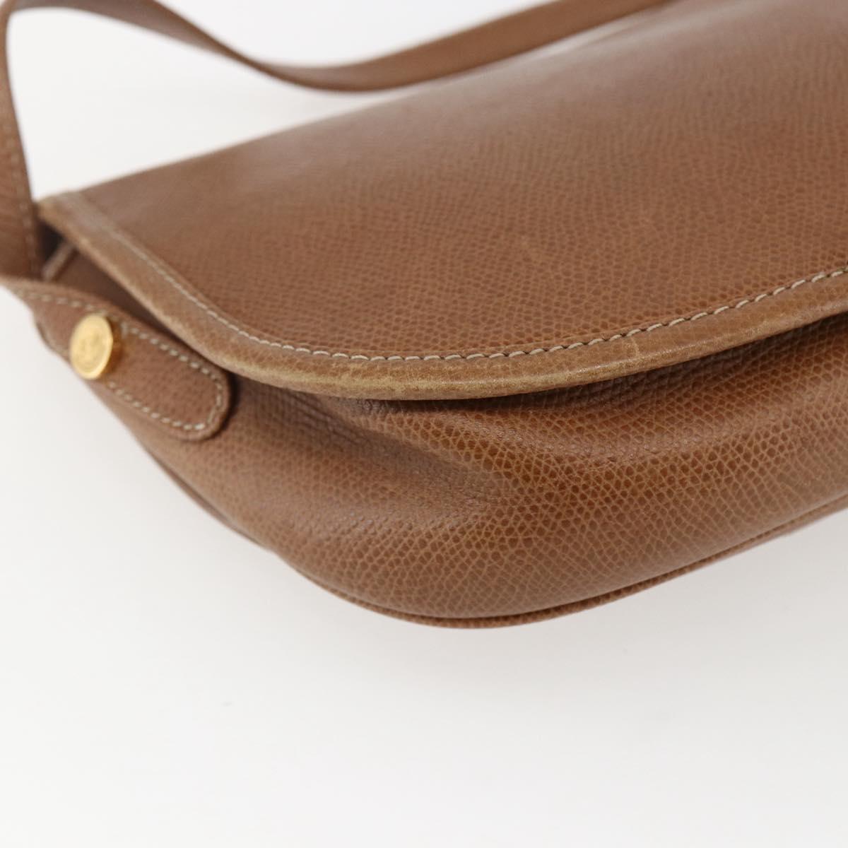 LOEWE Anagram Shoulder Bag Leather Brown Gold Auth 173554