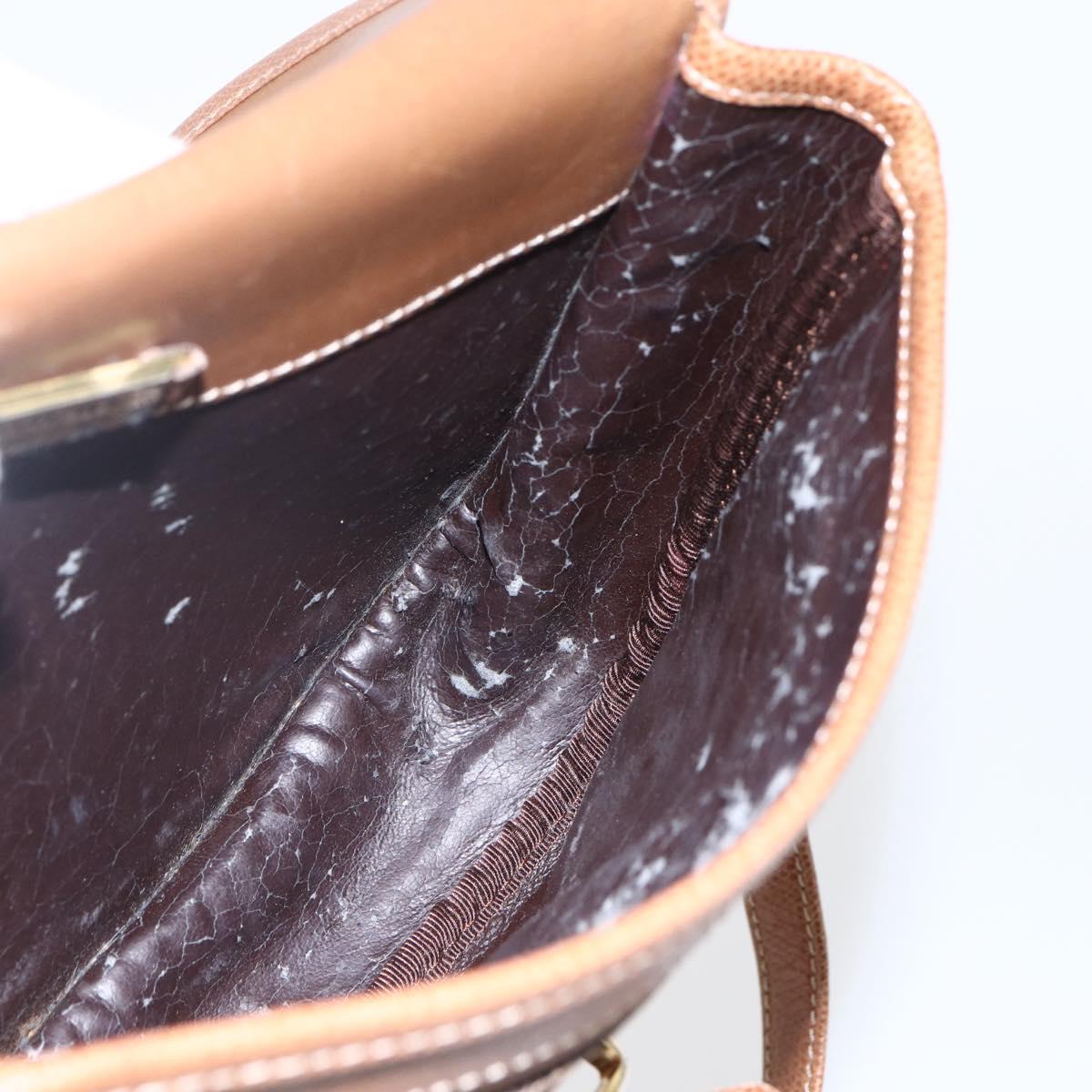 LOEWE Anagram Shoulder Bag Leather Brown Gold Auth 173554