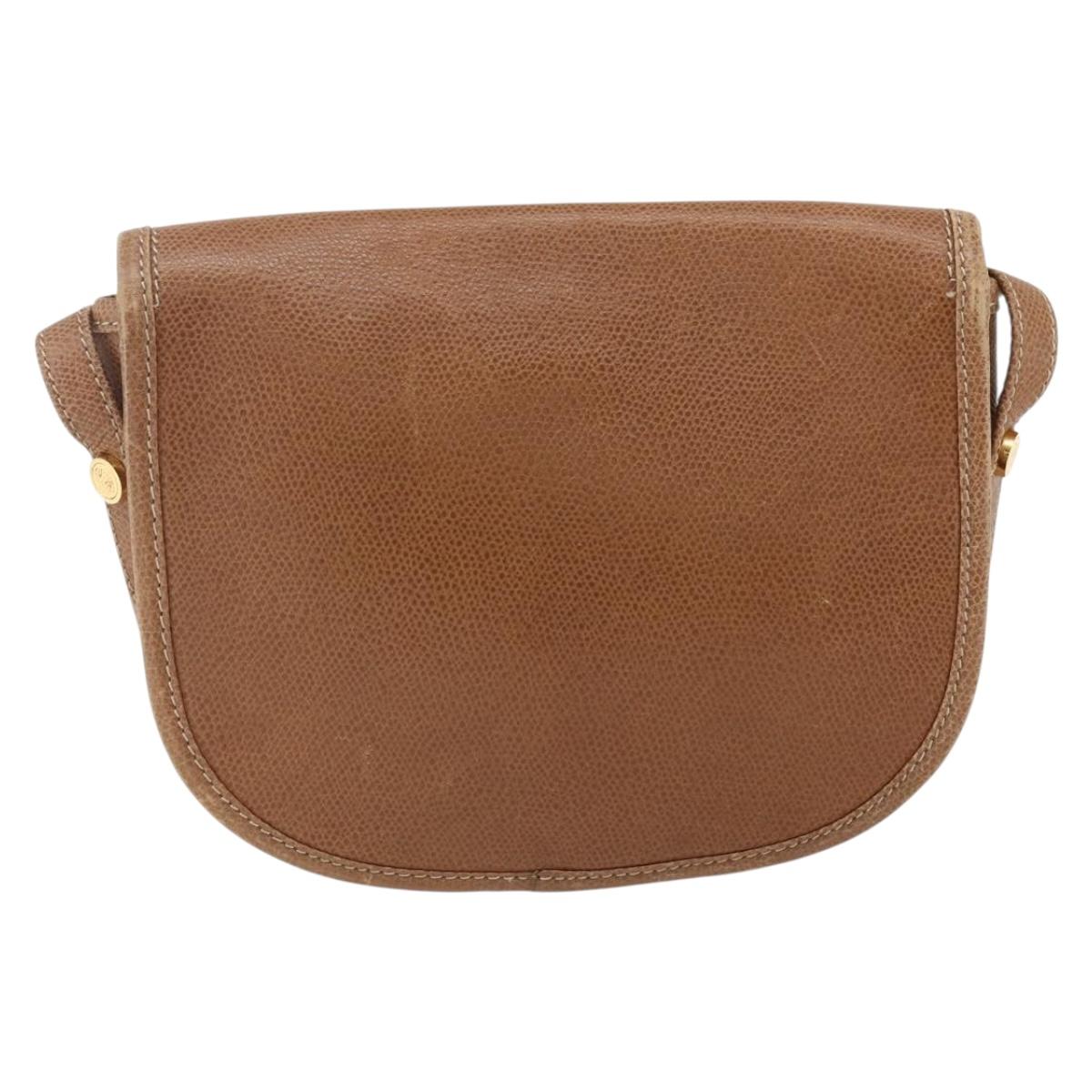 LOEWE Anagram Shoulder Bag Leather Brown Gold Auth 173554