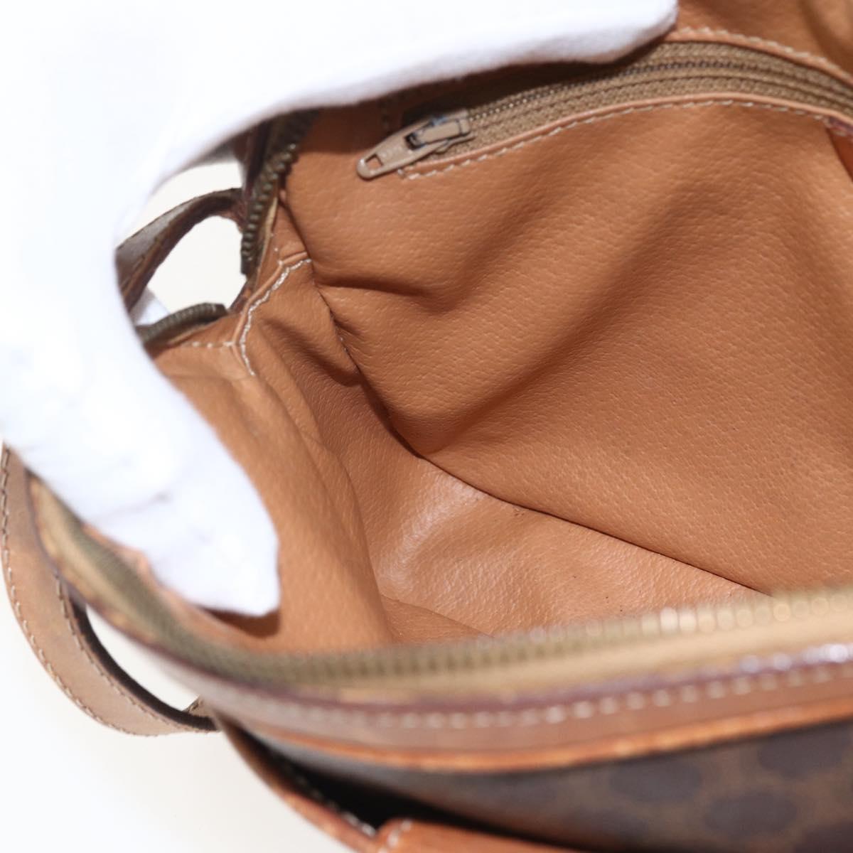 CELINE Macadam Canvas Shoulder Bag PVC Leather Brown Gold Auth 173557