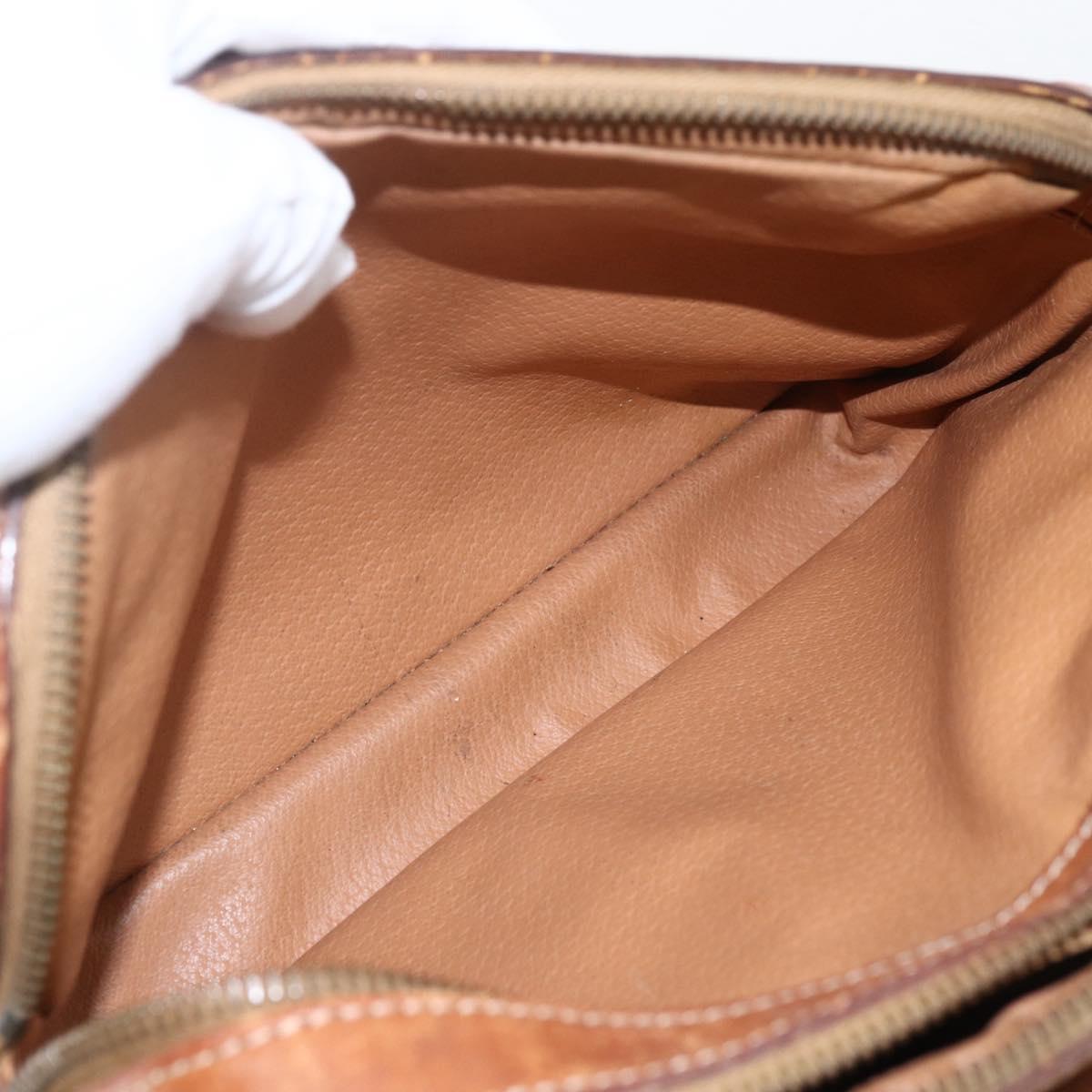 CELINE Macadam Canvas Shoulder Bag PVC Leather Brown Gold Auth 173557