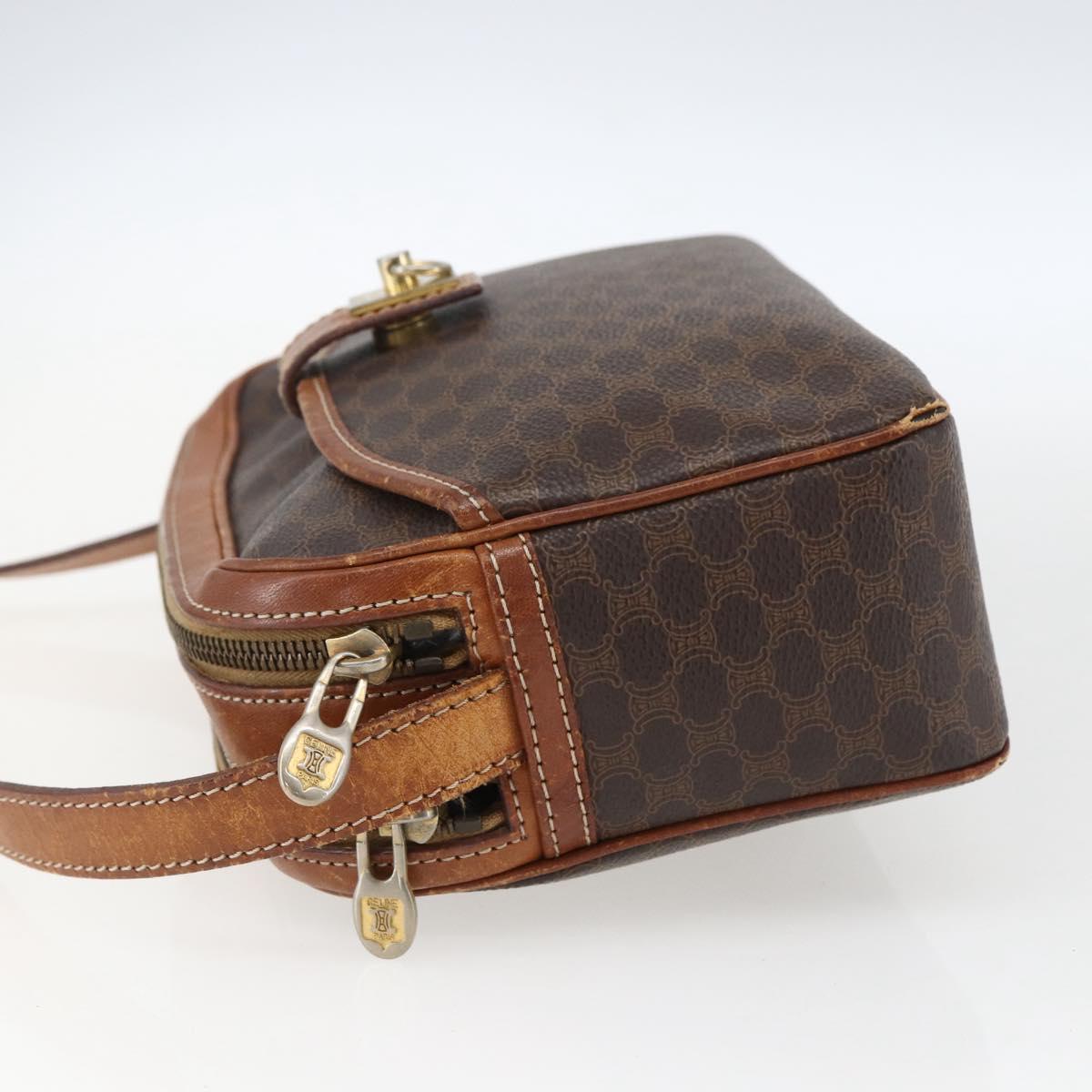 CELINE Macadam Canvas Shoulder Bag PVC Leather Brown Gold Auth 173557