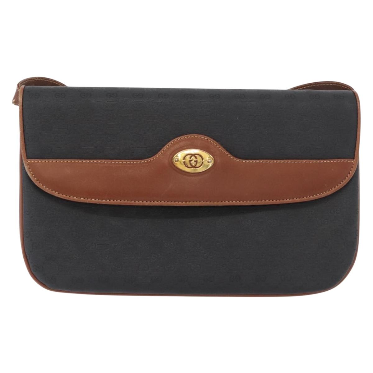 GUCCI Micro GG Canvas Shoulder Bag PVC Black Gold 004 106 0024 Auth 173559
