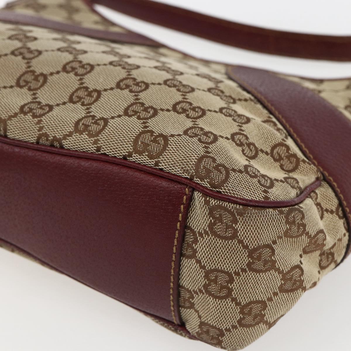 GUCCI GG Canvas Shoulder Bag Beige Gold 113012 Auth 173564