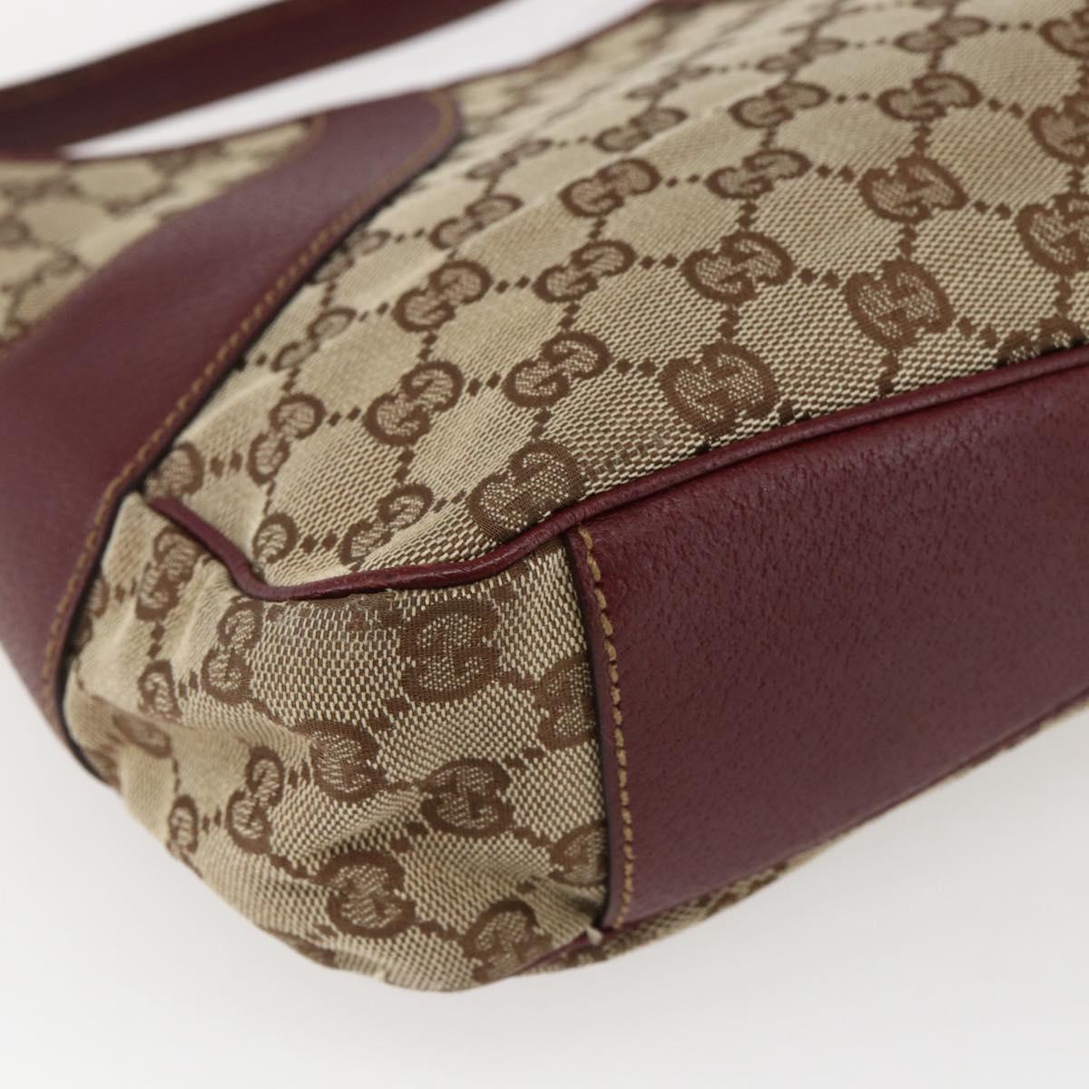 GUCCI GG Canvas Shoulder Bag Beige Gold 113012 Auth 173564