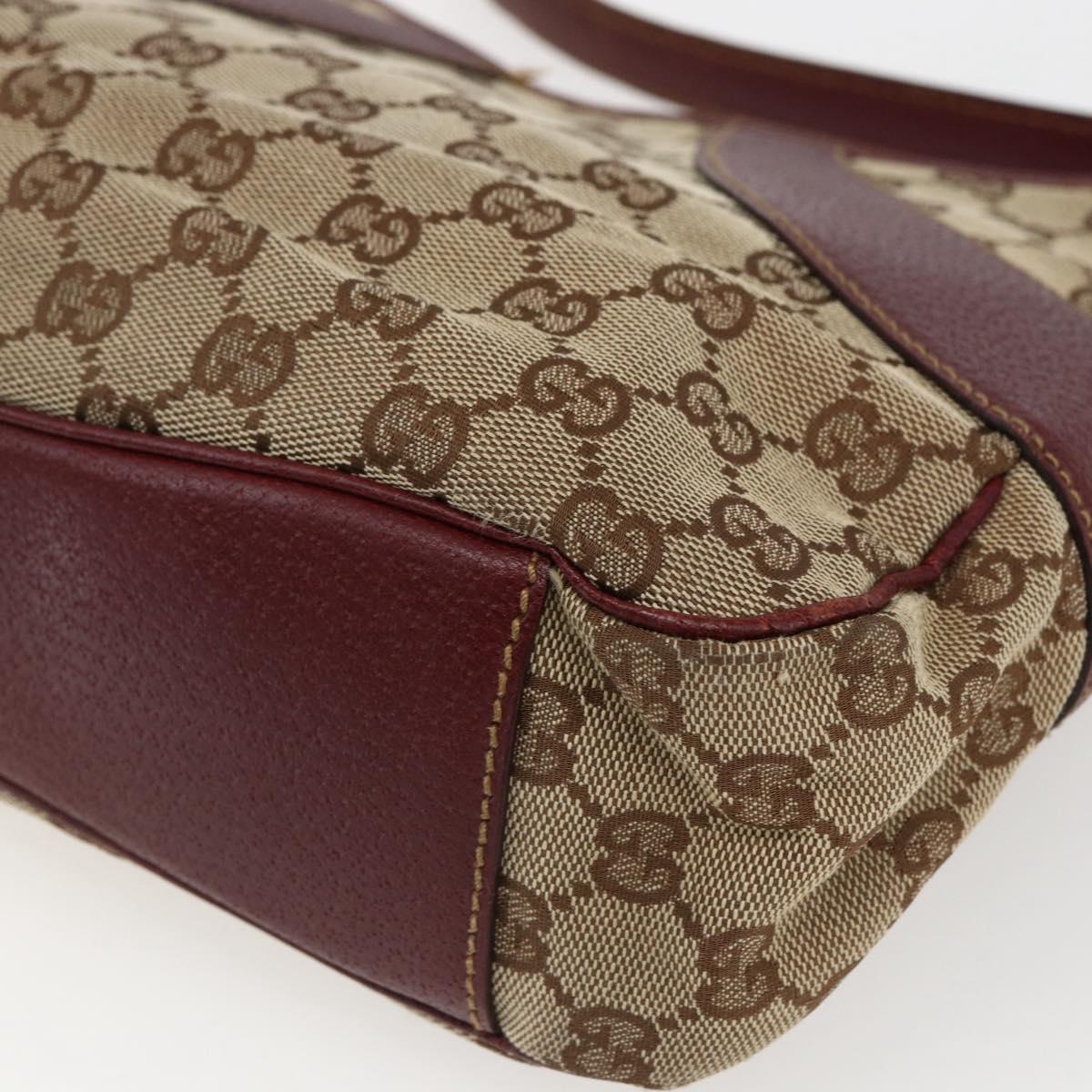 GUCCI GG Canvas Shoulder Bag Beige Gold 113012 Auth 173564