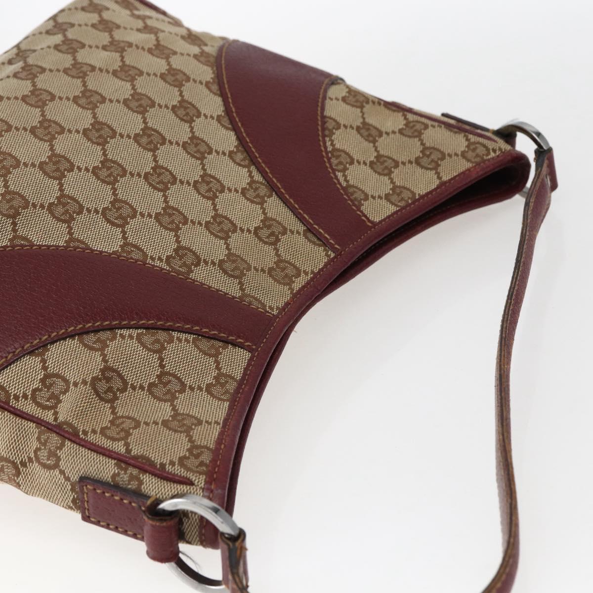 GUCCI GG Canvas Shoulder Bag Beige Gold 113012 Auth 173564