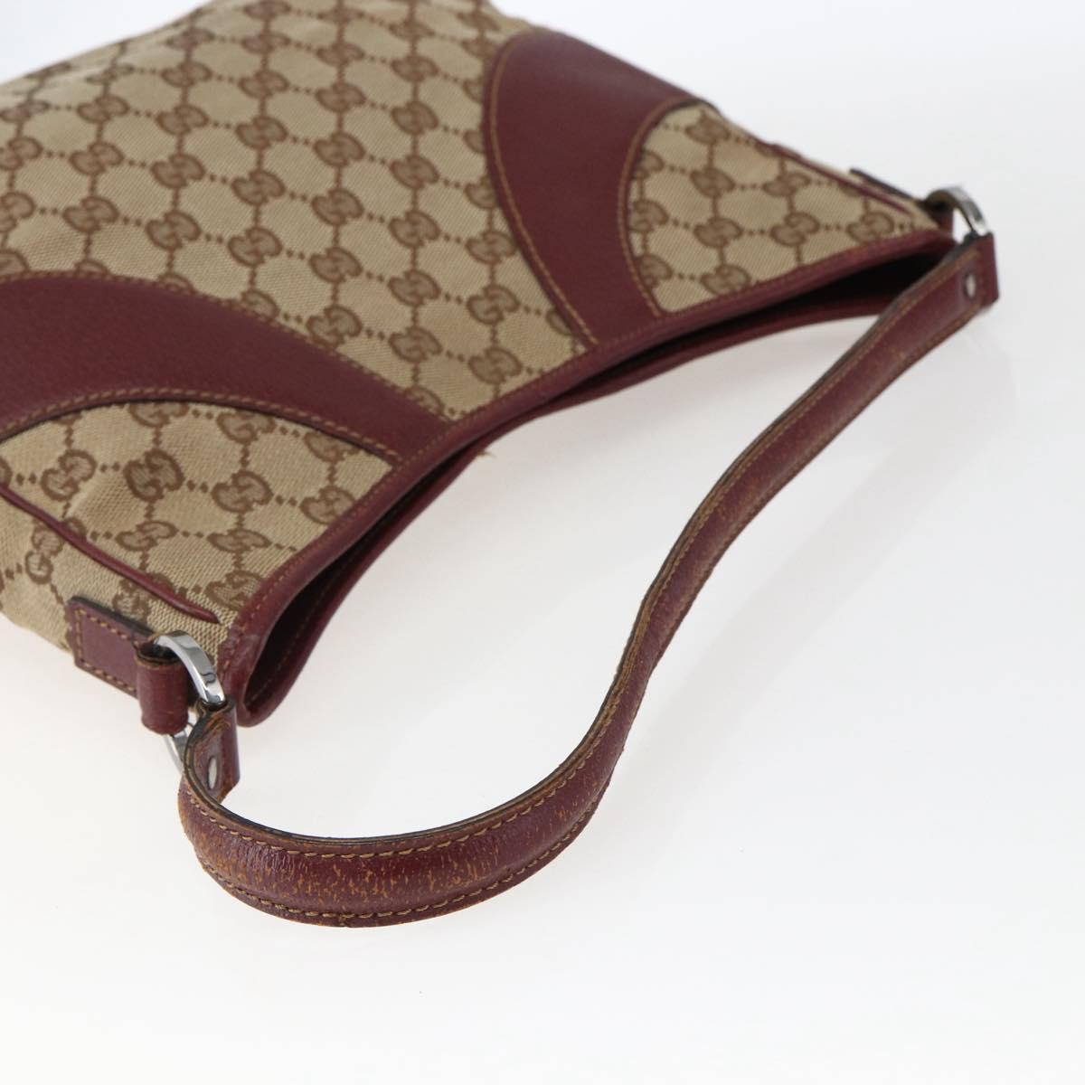 GUCCI GG Canvas Shoulder Bag Beige Gold 113012 Auth 173564