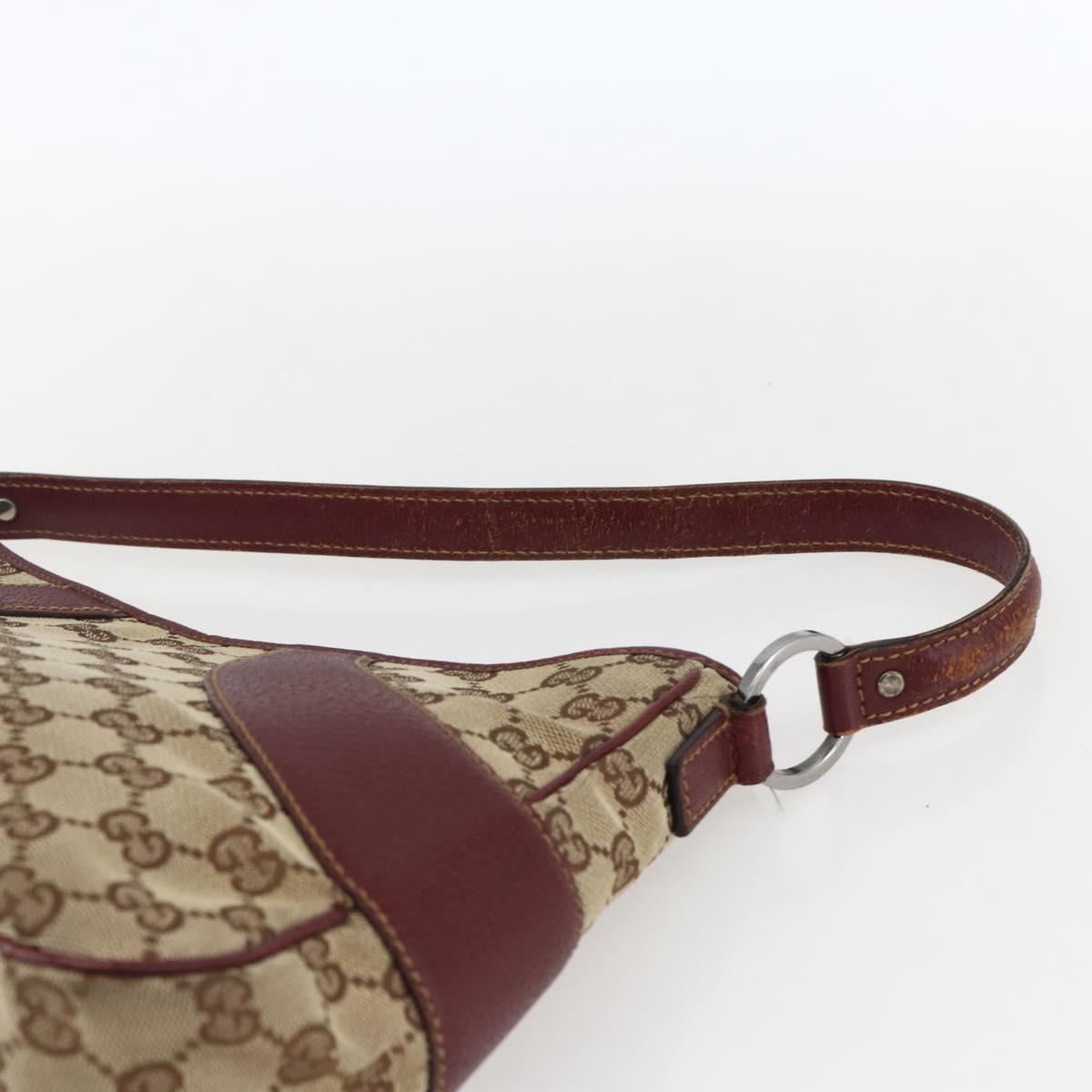 GUCCI GG Canvas Shoulder Bag Beige Gold 113012 Auth 173564