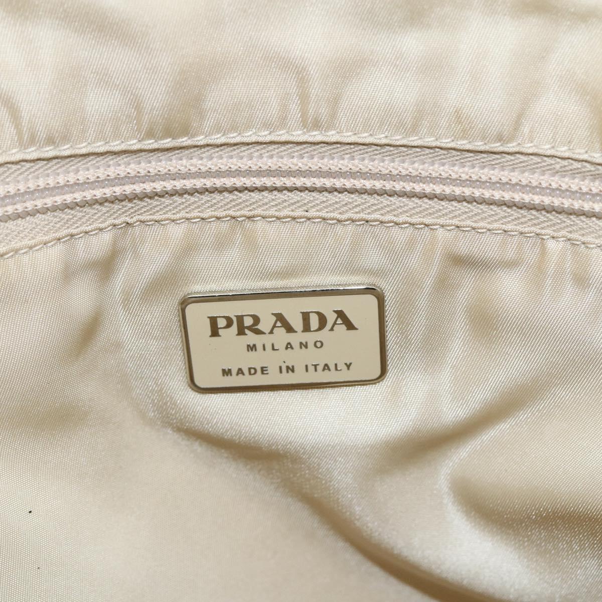 PRADA Hand Bag Nylon plastic Beige Clear Auth 173565