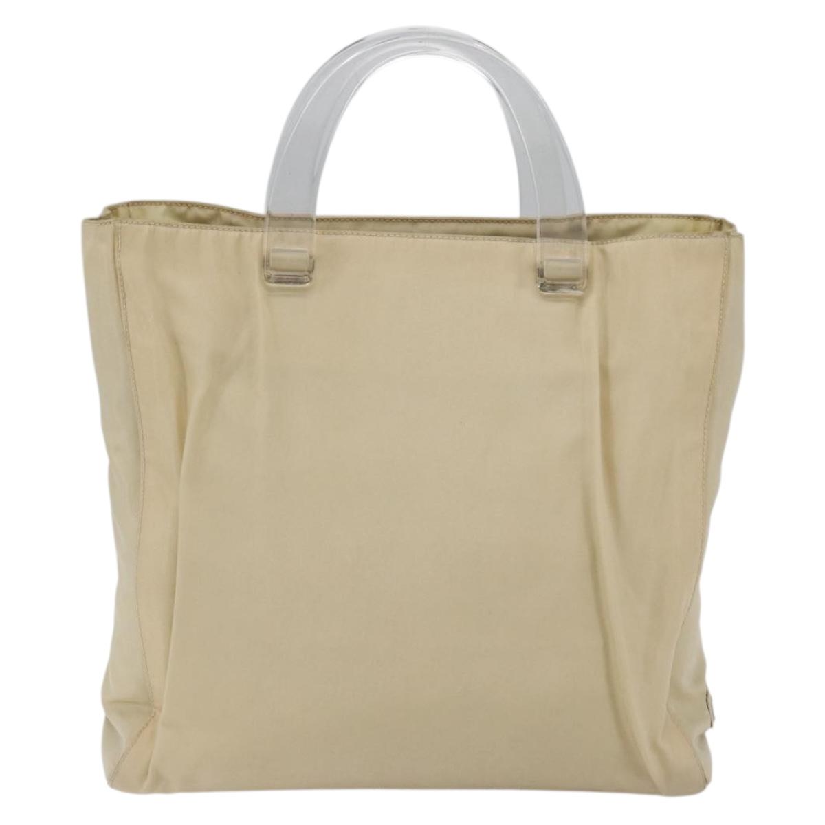PRADA Hand Bag Nylon plastic Beige Clear Auth 173565