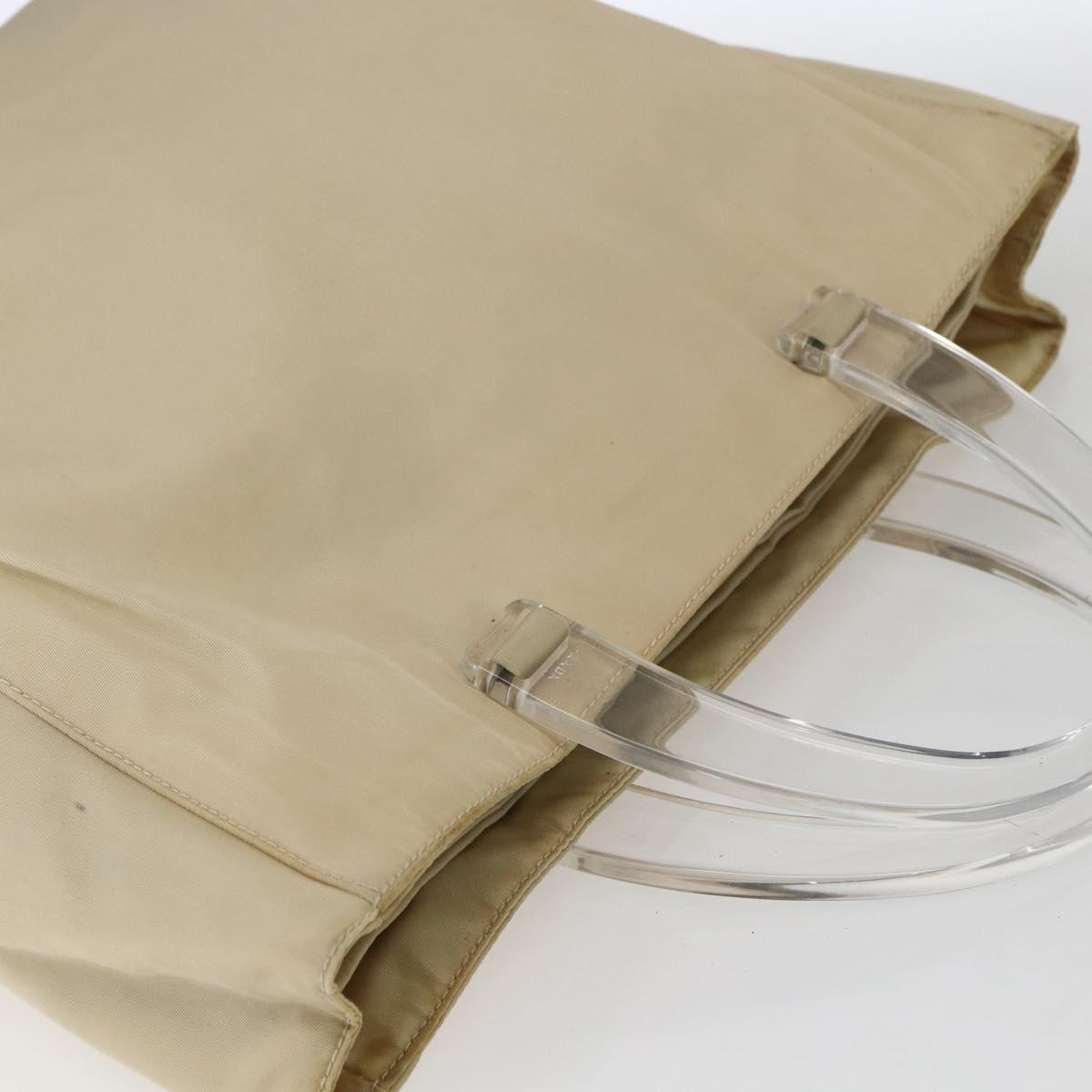 PRADA Hand Bag Nylon plastic Beige Clear Auth 173565