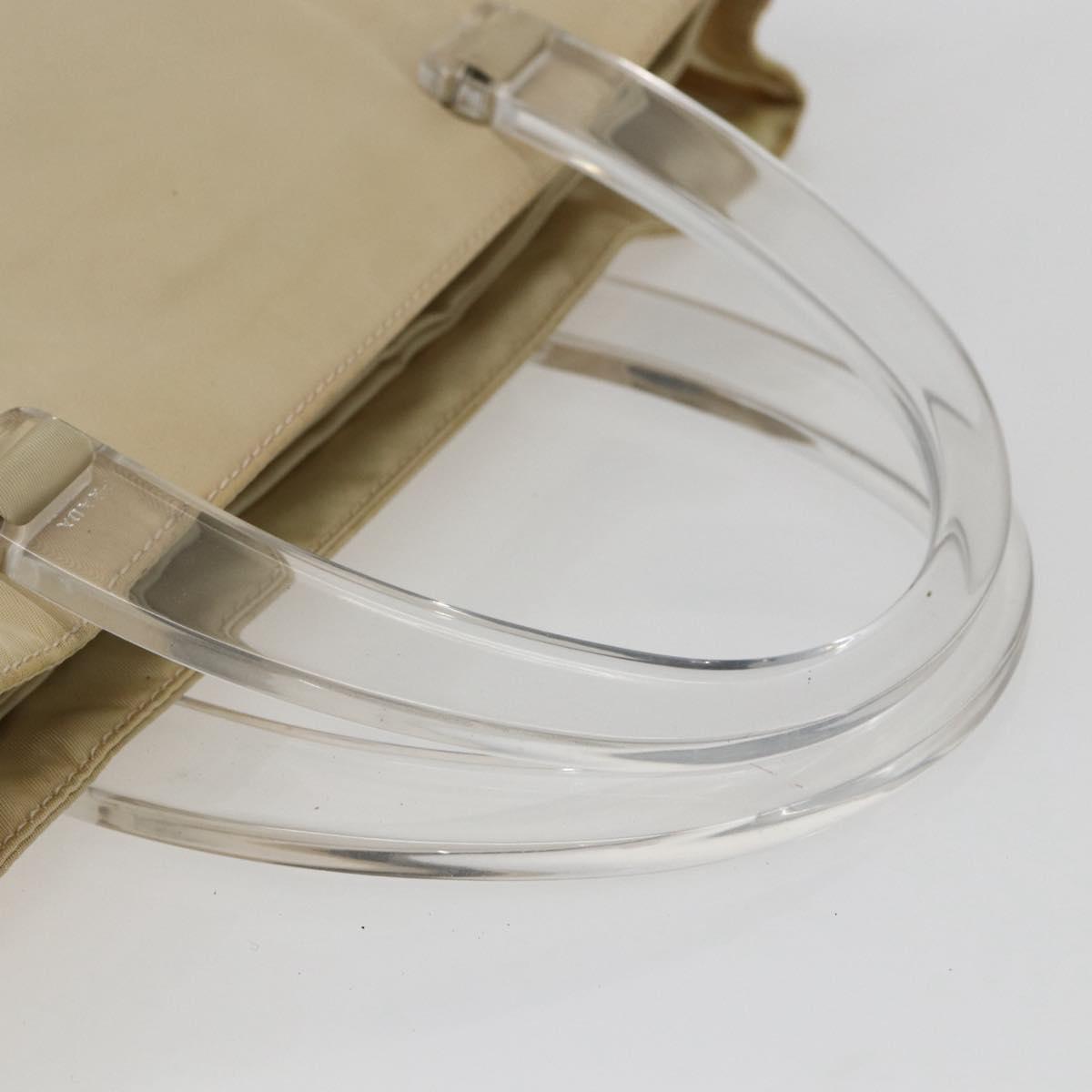 PRADA Hand Bag Nylon plastic Beige Clear Auth 173565